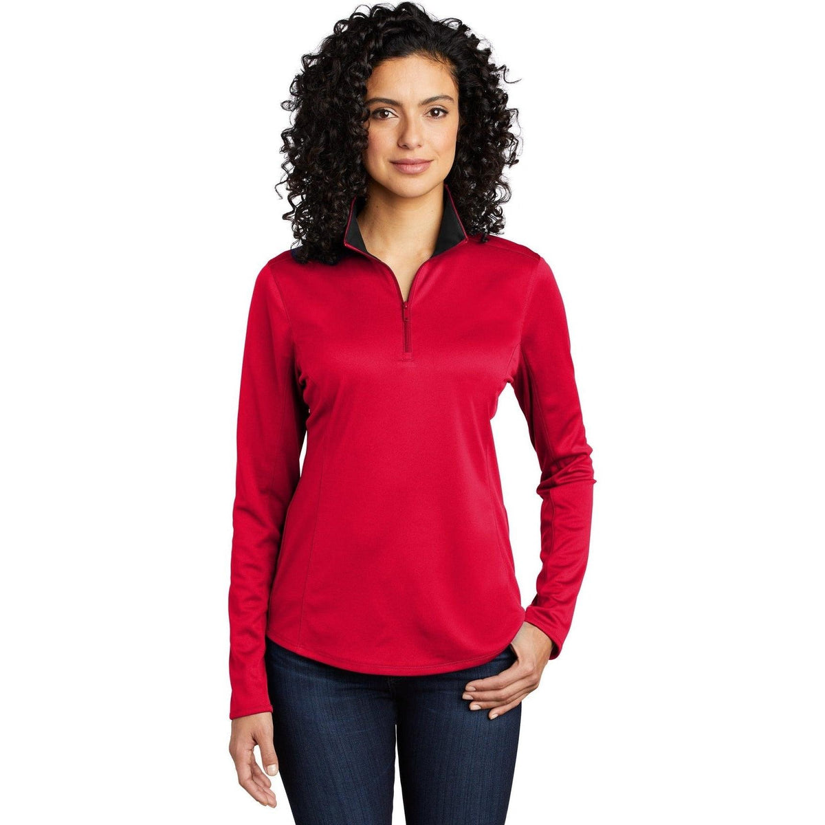 no-logo Port Authority Women's Silk Touch Performance 1/4-Zip-Quarter Zips-Port Authority-Thread Logic