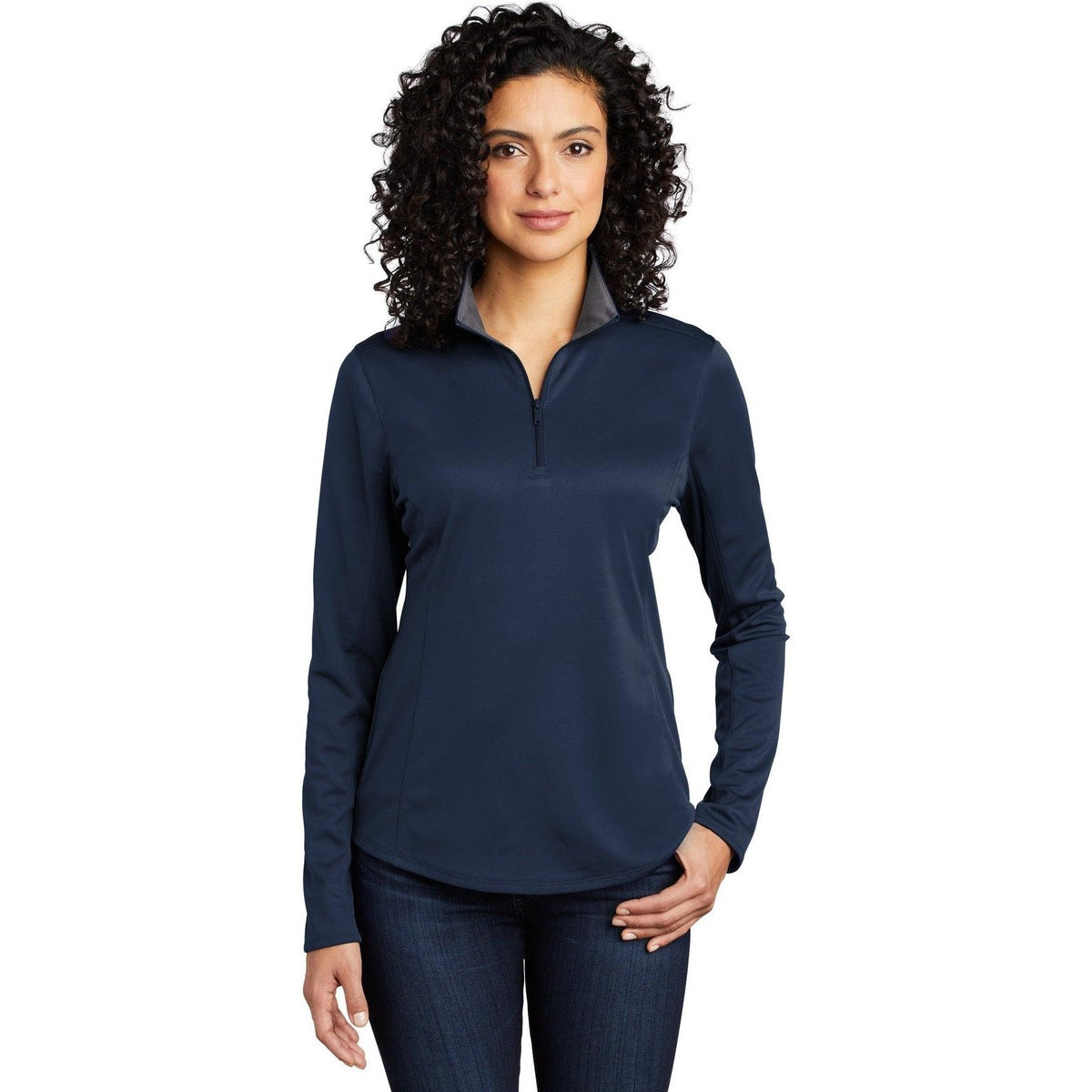 no-logo Port Authority Women's Silk Touch Performance 1/4-Zip-Quarter Zips-Port Authority-Thread Logic