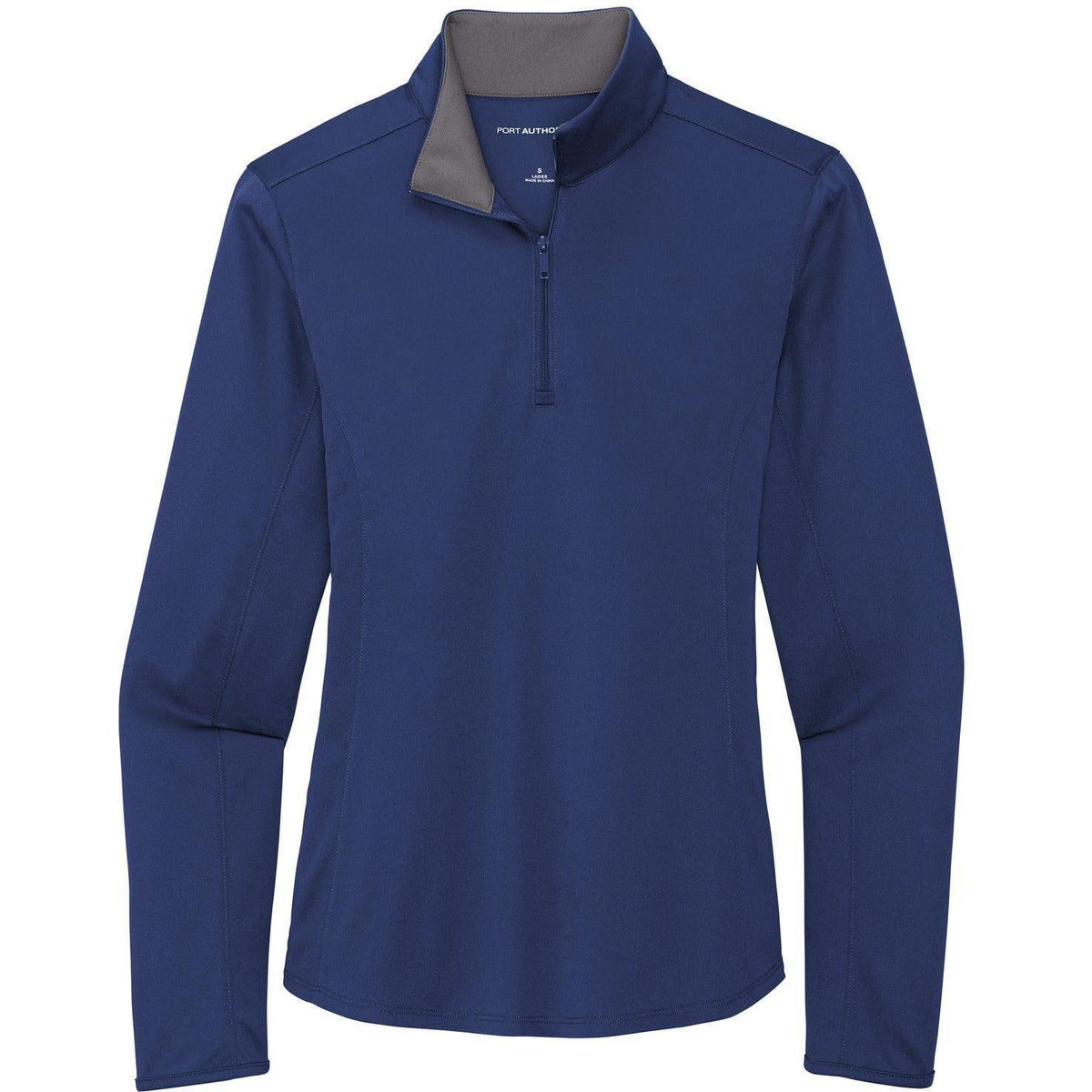 no-logo Port Authority Women's Silk Touch Performance 1/4-Zip-Quarter Zips-Port Authority-Royal/Steel Grey-S-Thread Logic