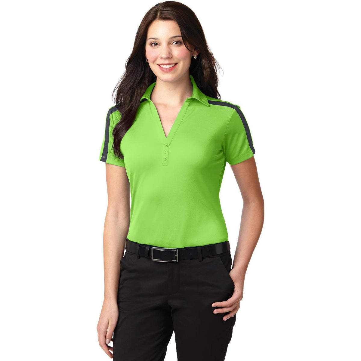 no-logo Port Authority Women's Silk Touch Performance Colorblock Stripe-Regular-Port Authority-Thread Logic