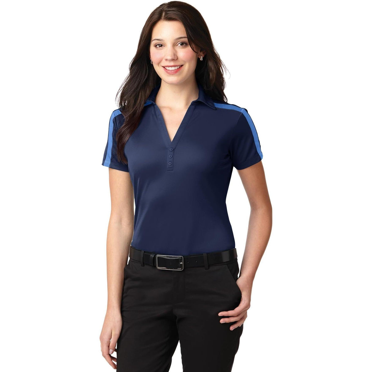 no-logo Port Authority Women's Silk Touch Performance Colorblock Stripe-Regular-Port Authority-Thread Logic