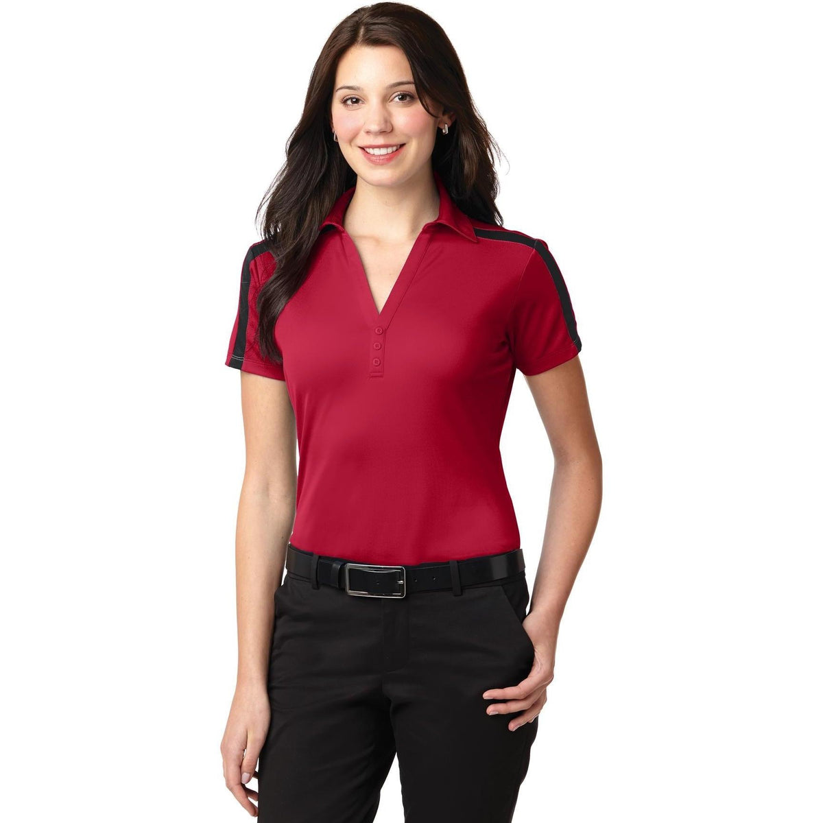no-logo Port Authority Women's Silk Touch Performance Colorblock Stripe-Regular-Port Authority-Thread Logic