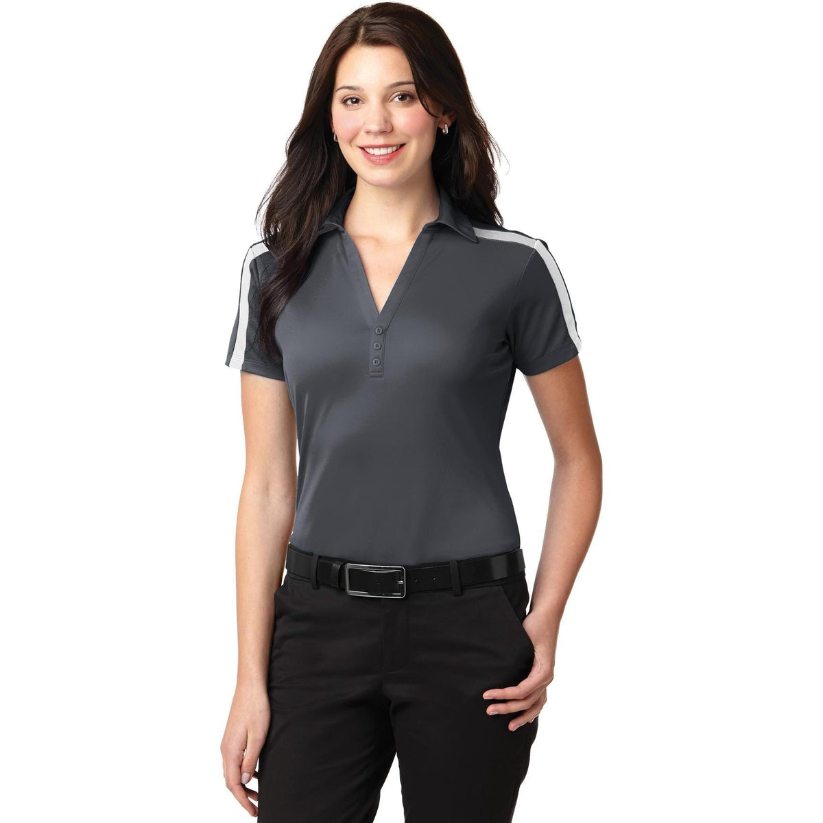 no-logo Port Authority Women's Silk Touch Performance Colorblock Stripe-Regular-Port Authority-Thread Logic