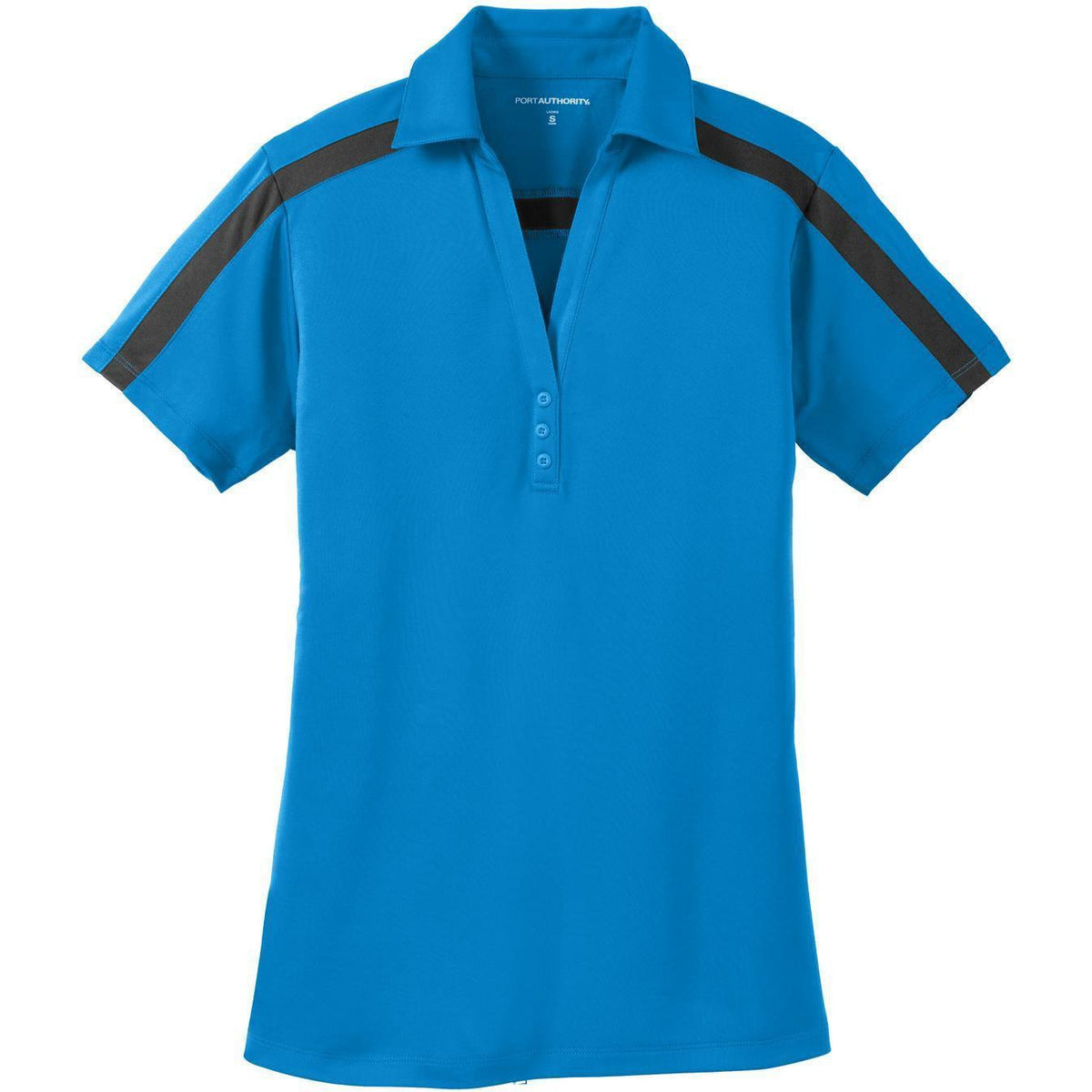 no-logo Port Authority Women's Silk Touch Performance Colorblock Stripe-Regular-Port Authority-Brilliant Blue/Black-XS-Thread Logic