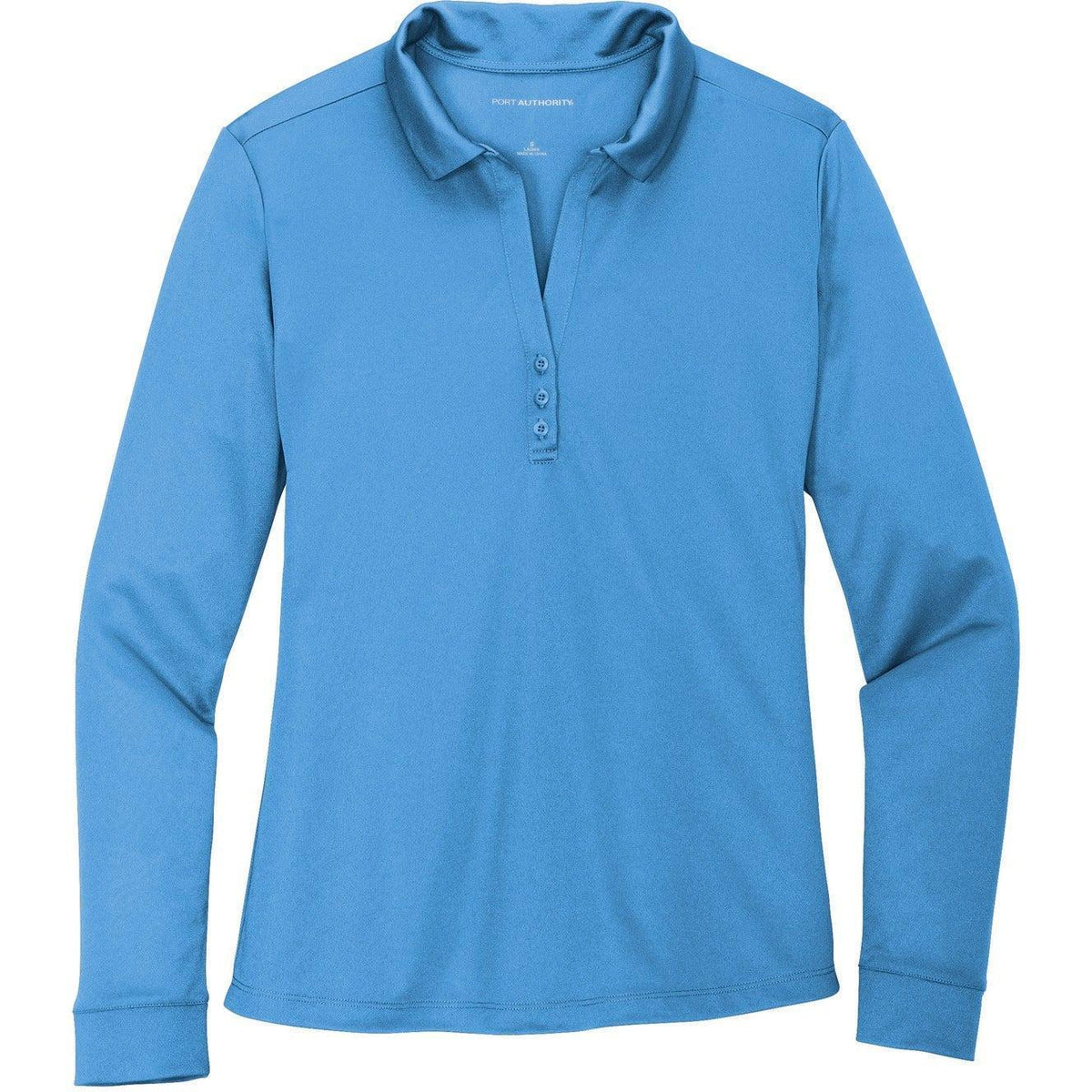 no-logo Port Authority Women's Silk Touch Performance Long Sleeve Polo-Polos-Port Authority-Carolina Blue-S-Thread Logic
