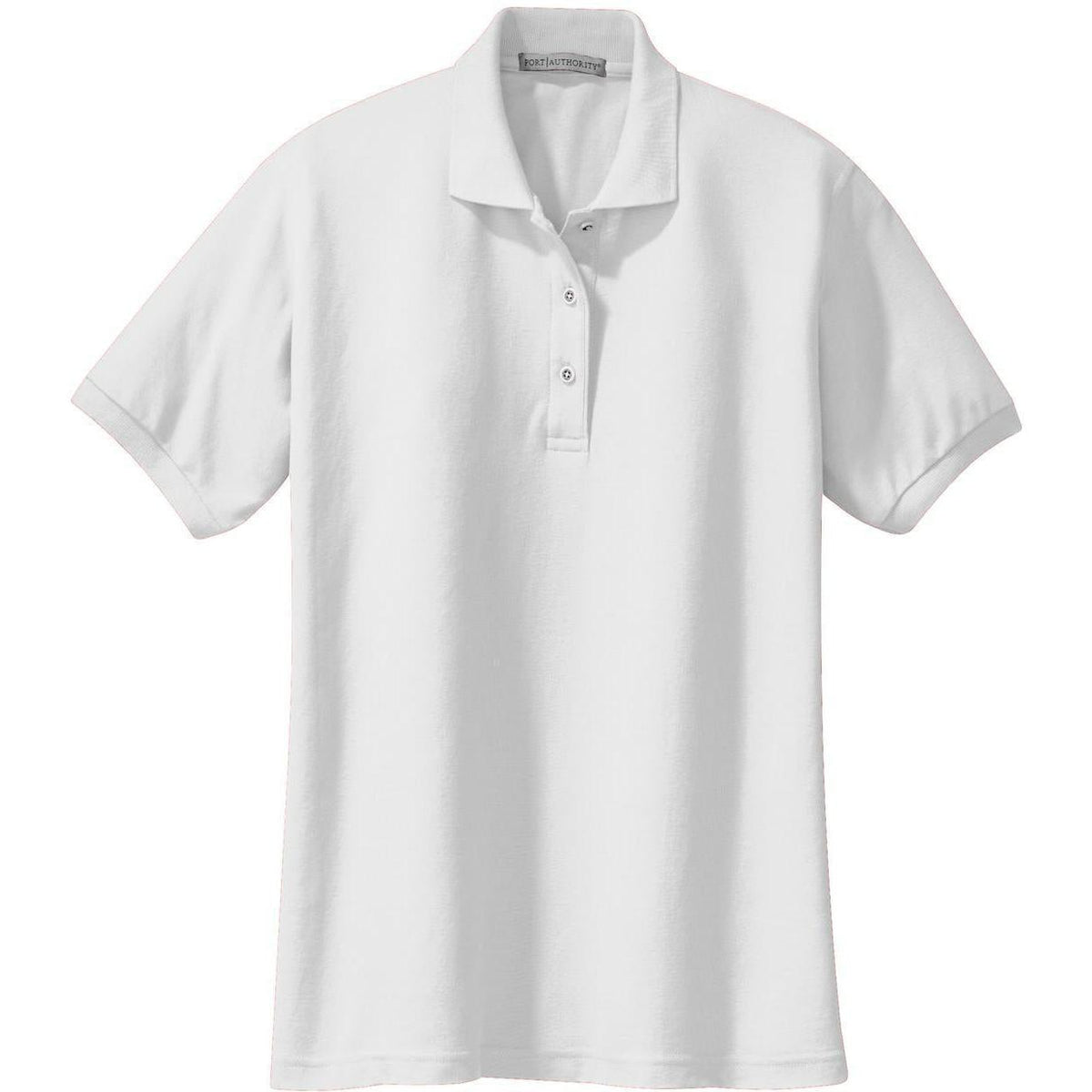 logo-left Port Authority Women's Silk Touch Polo-Regular-Port Authority-White-XS-Thread Logic