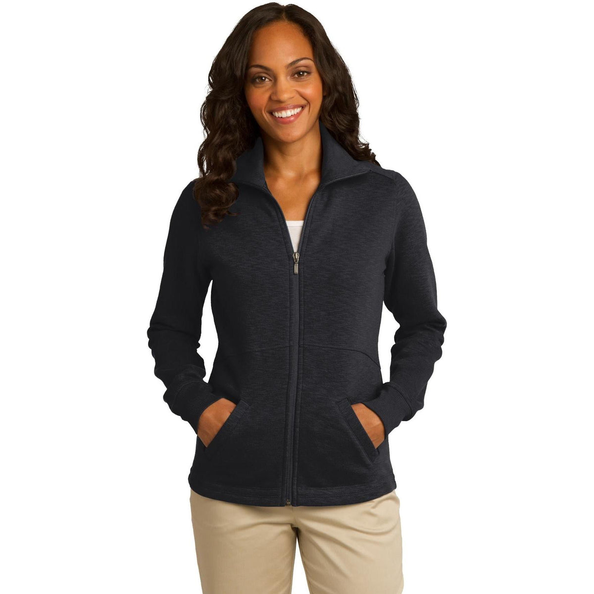 no-logo Port Authority Women's Slub Fleece Full-Zip-Regular-Port Authority-Thread Logic