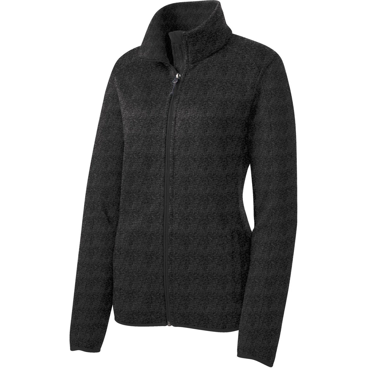 no-logo Port Authority Women's Sweater Fleece Jacket-Regular-Port Authority-Black Heather-S-Thread Logic