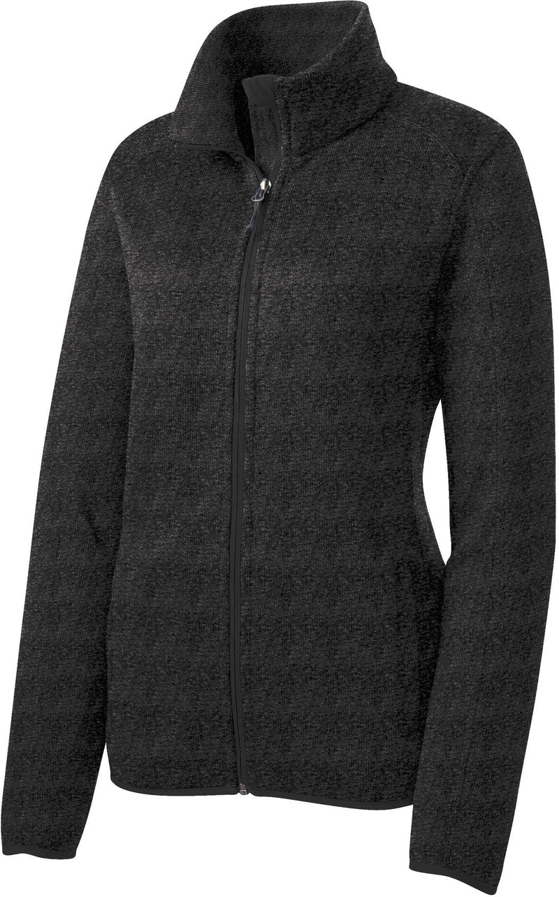 Port Authority L232 Ladies Sweater Fleece Jacket - Black Heather