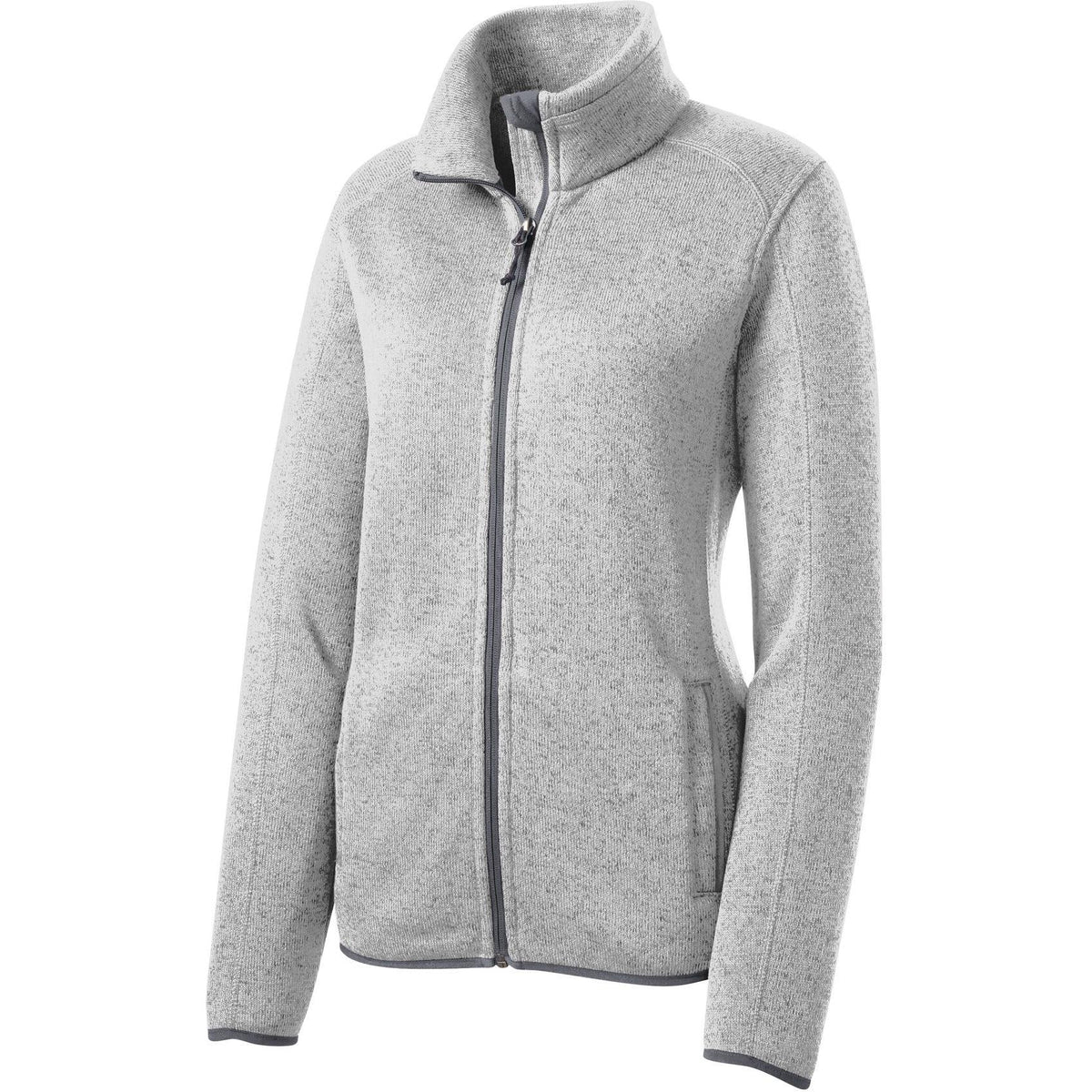 no-logo Port Authority Women's Sweater Fleece Jacket-Regular-Port Authority-Grey Heather-S-Thread Logic
