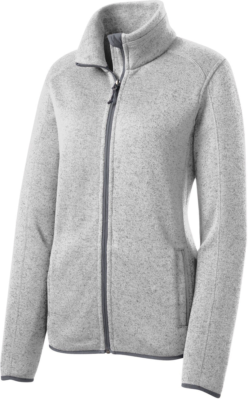 Port Authority Ladies Sweater Fleece Jacket-Regular-Port Authority-Grey Heather-S-Thread Logic