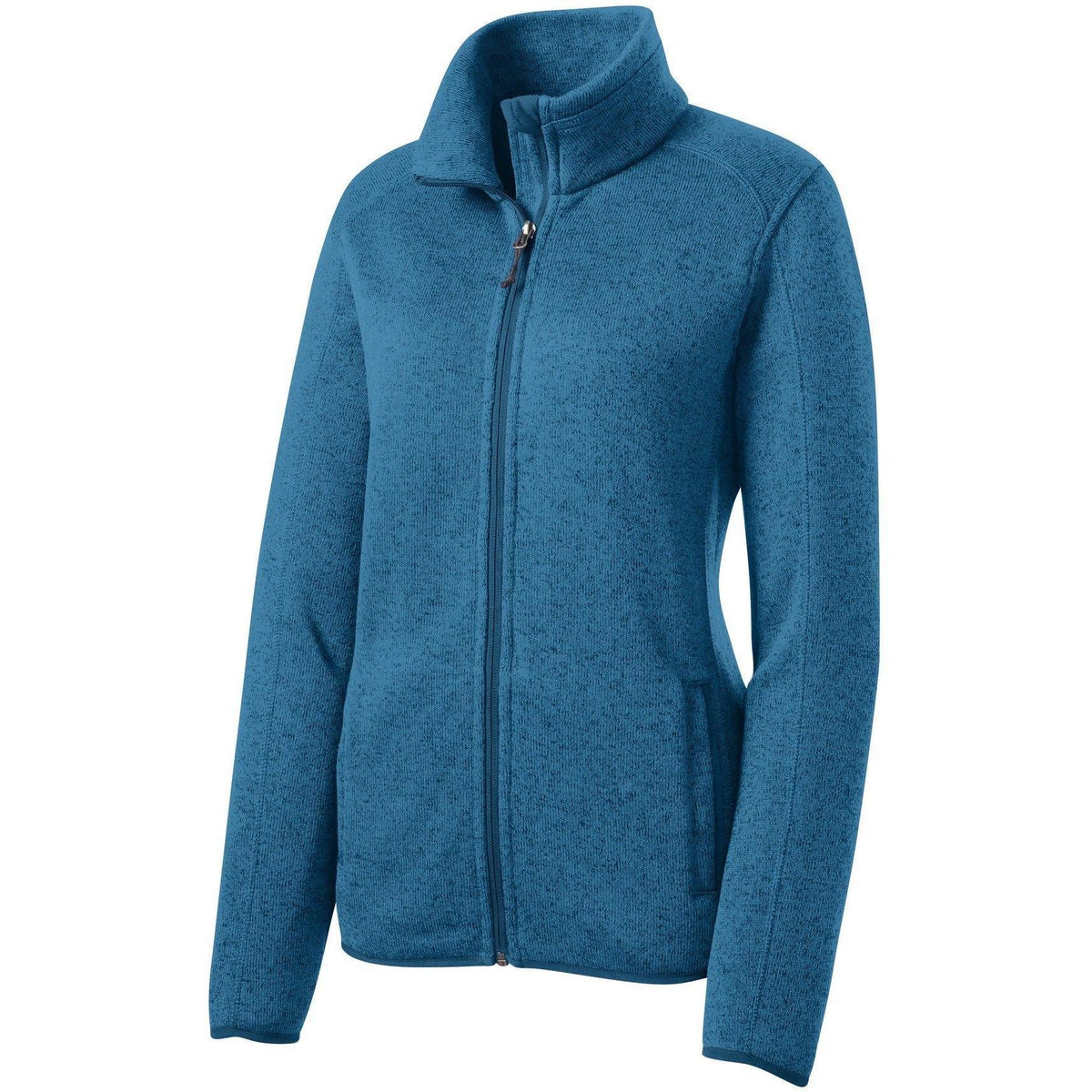 no-logo Port Authority Women's Sweater Fleece Jacket-Regular-Port Authority-Medium Blue Heather-S-Thread Logic