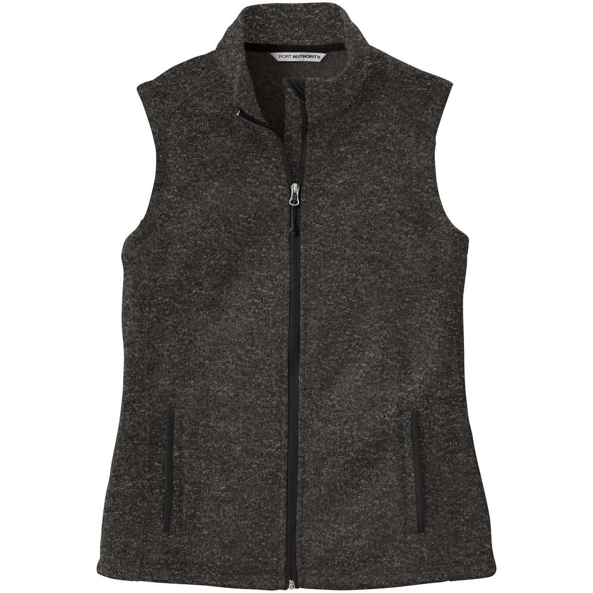 no-logo Port Authority Women's Sweater Fleece Vest-Vests-Port Authority-Black Heather-S-Thread Logic