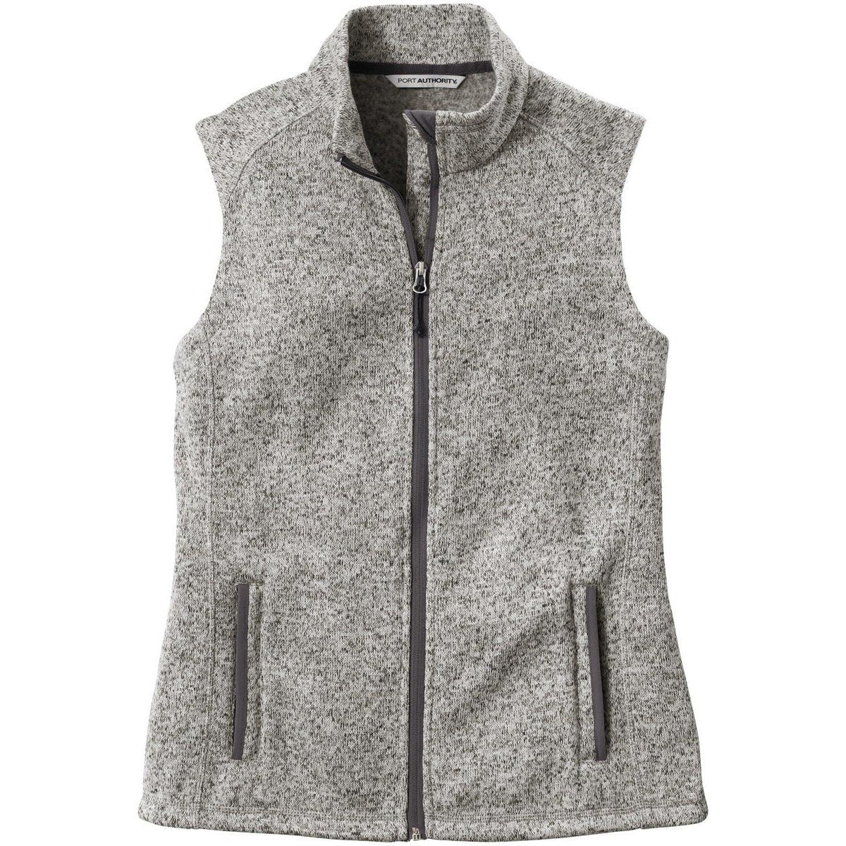 no-logo Port Authority Women's Sweater Fleece Vest-Vests-Port Authority-Grey Heather-S-Thread Logic