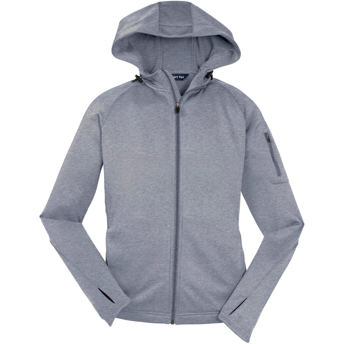 no-logo Sport-Tek Women's Tech Fleece Full-Zip Hooded-Regular-Sport-Tek-Grey Heather-XS-Thread Logic