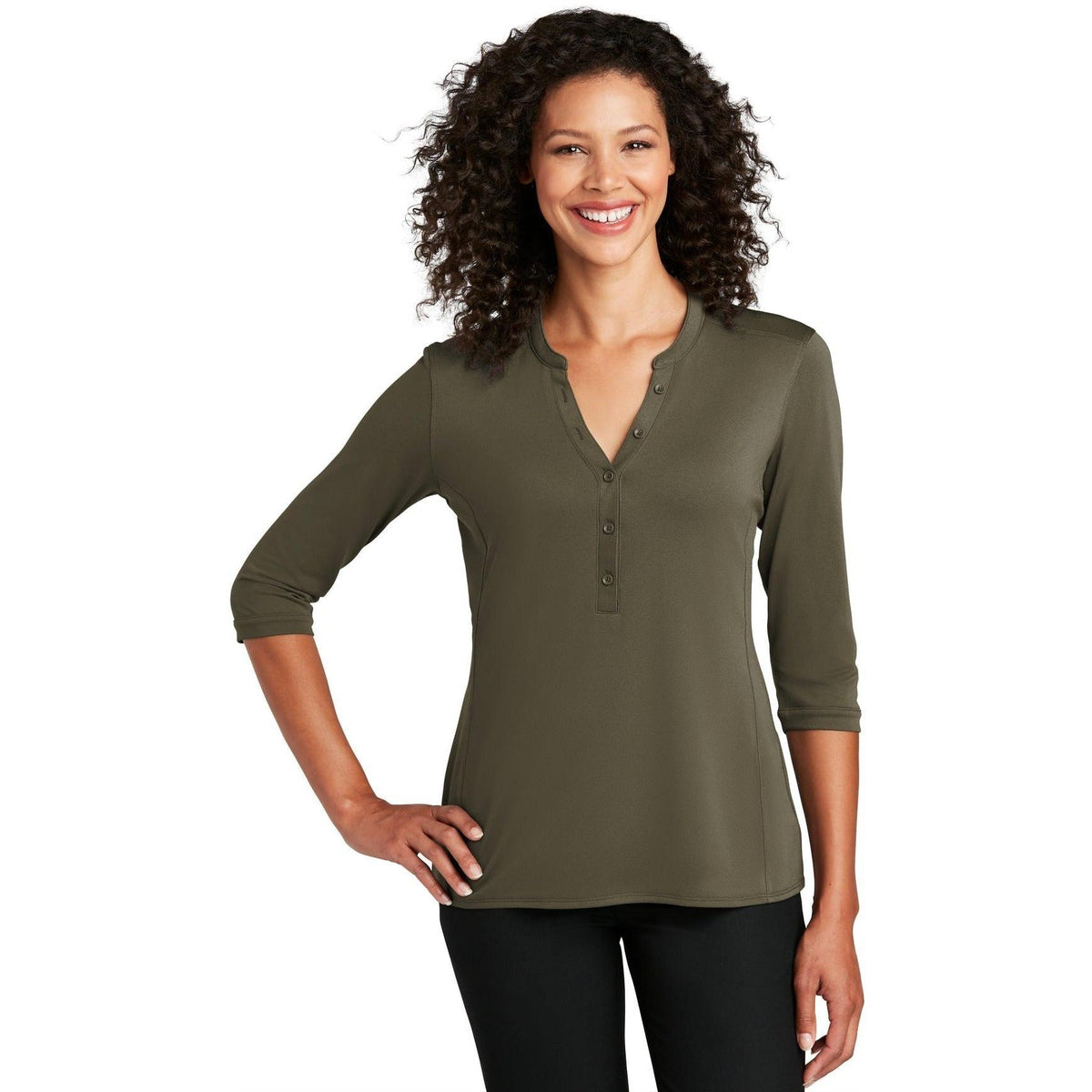 no-logo Port Authority Women's UV Choice Pique Henley-Regular-Port Authority-Thread Logic