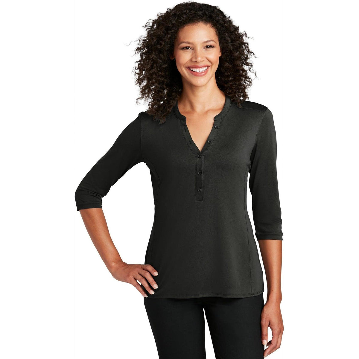 no-logo Port Authority Women's UV Choice Pique Henley-Regular-Port Authority-Thread Logic