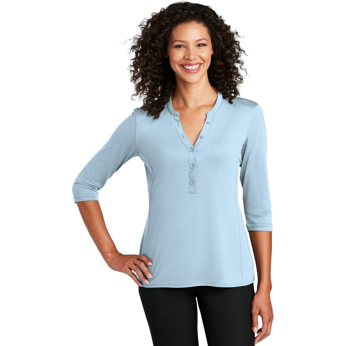 no-logo Port Authority Women's UV Choice Pique Henley-Regular-Port Authority-Thread Logic
