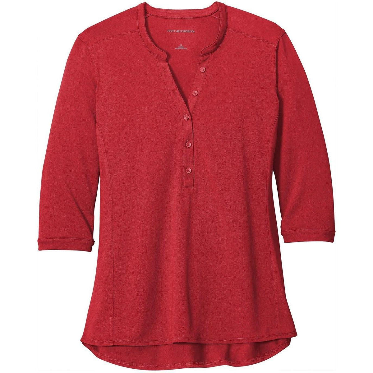 no-logo Port Authority Women's UV Choice Pique Henley-Regular-Port Authority-Rich Red-XS-Thread Logic