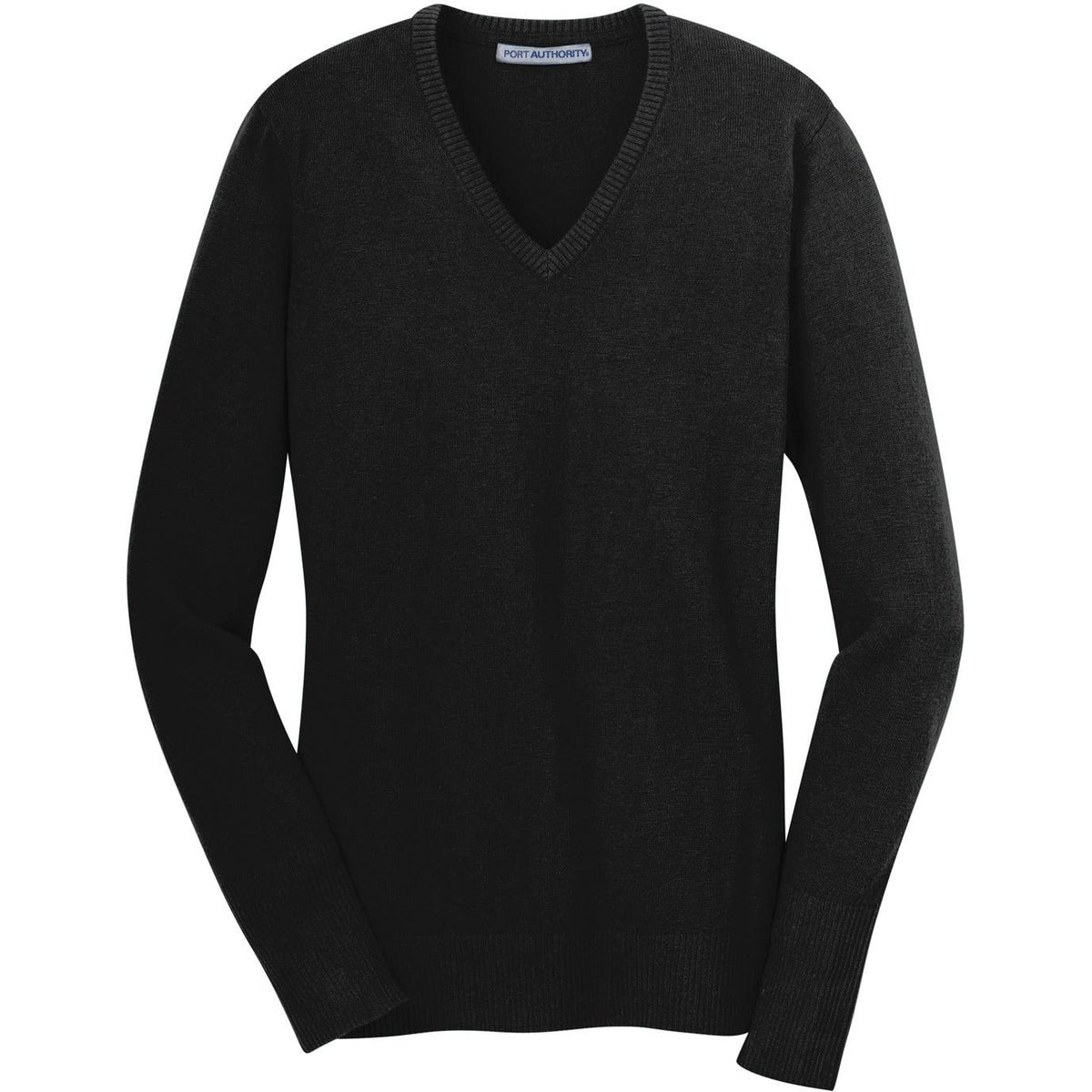 no-logo Port Authority Women's V-Neck Sweater-Sweaters-Port Authority-Black-XS-Thread Logic