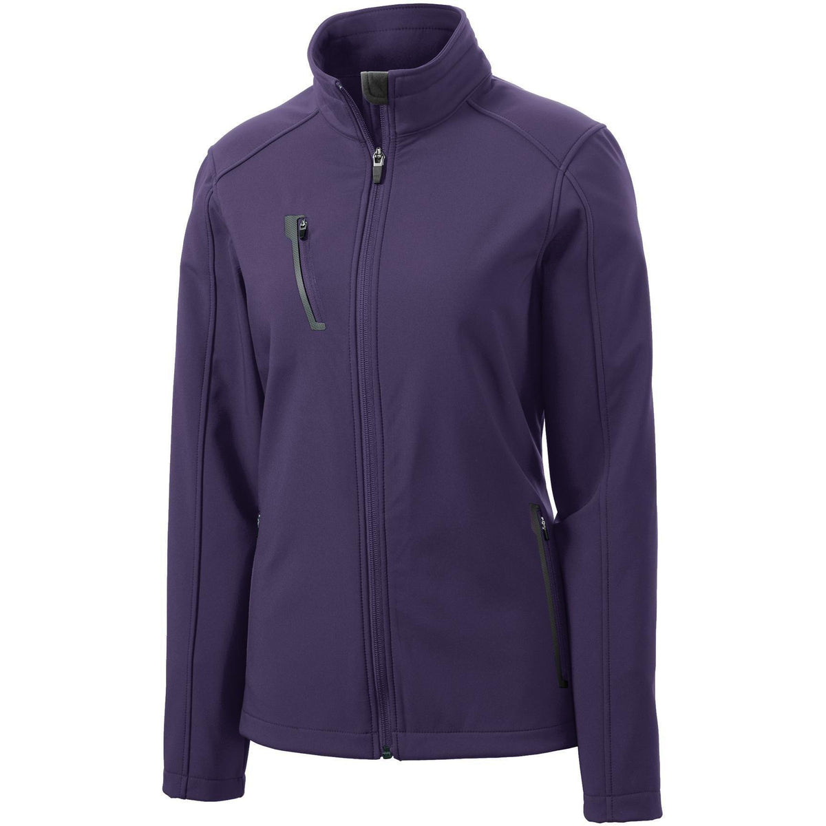 logo-left Port Authority Women's Welded Soft Shell Jacket-Regular-Port Authority-Posh Purple-XS-Thread Logic