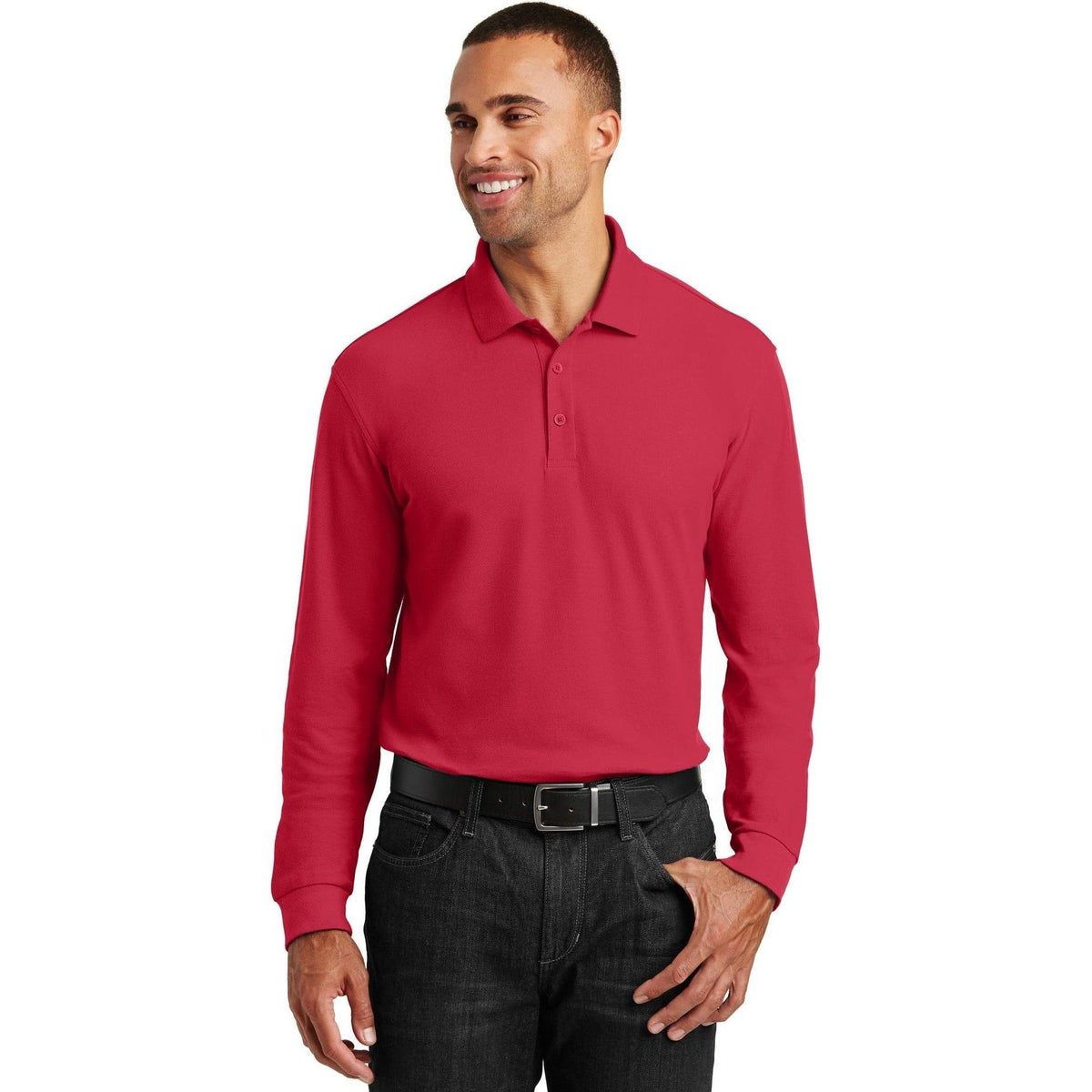 no-logo Port Authority Long Sleeve Core Classic Pique Polo-Regular-Port Authority-Thread Logic