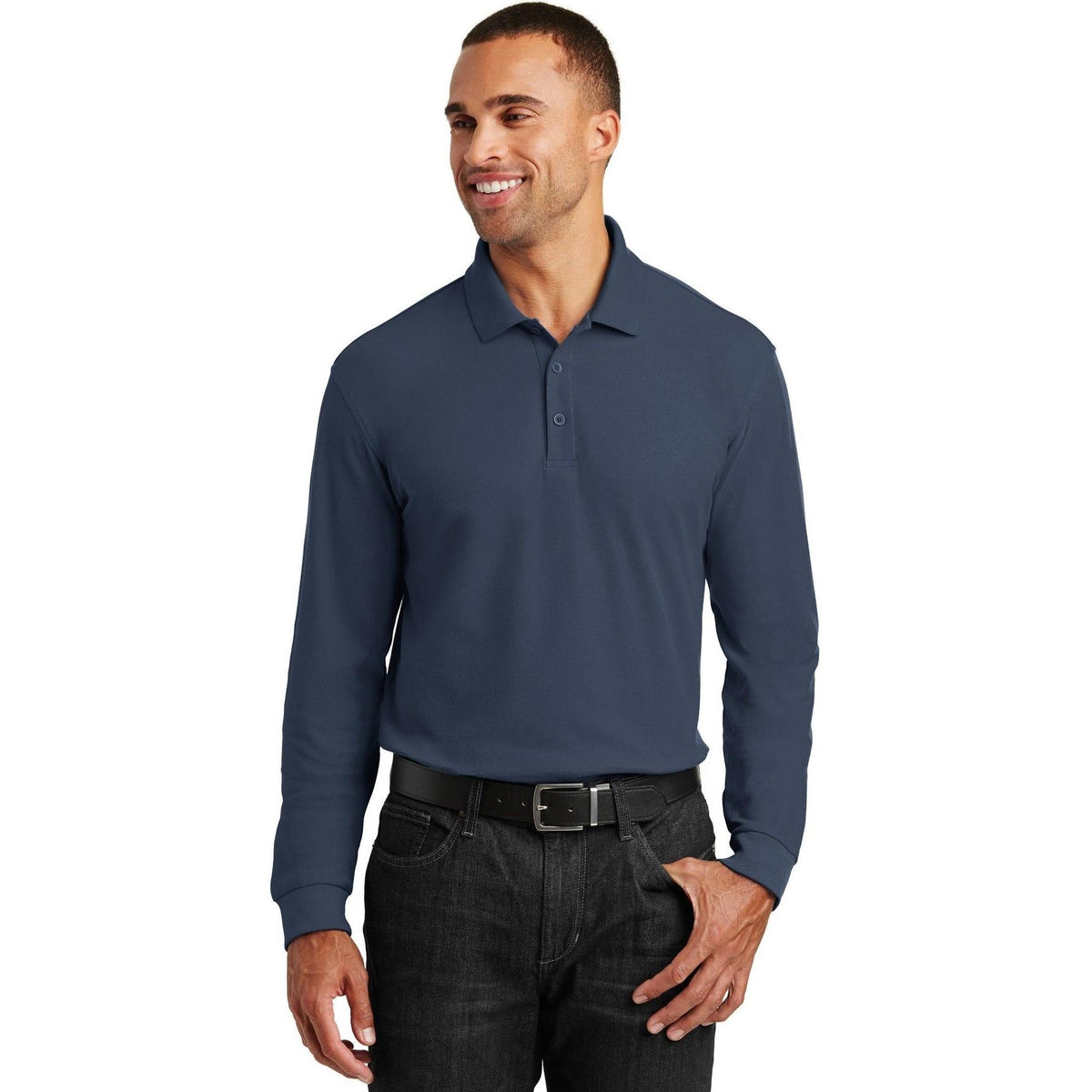 no-logo Port Authority Long Sleeve Core Classic Pique Polo-Regular-Port Authority-Thread Logic