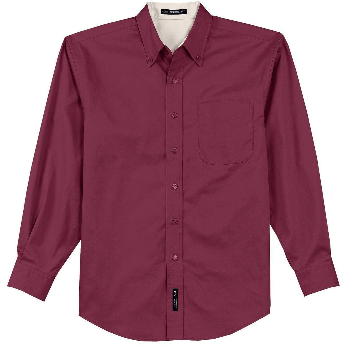 no-logo Port Authority Long Sleeve Easy Care Dress Shirt-Dress Shirts-Port Authority-Burgundy/Light Stone-S-Thread Logic