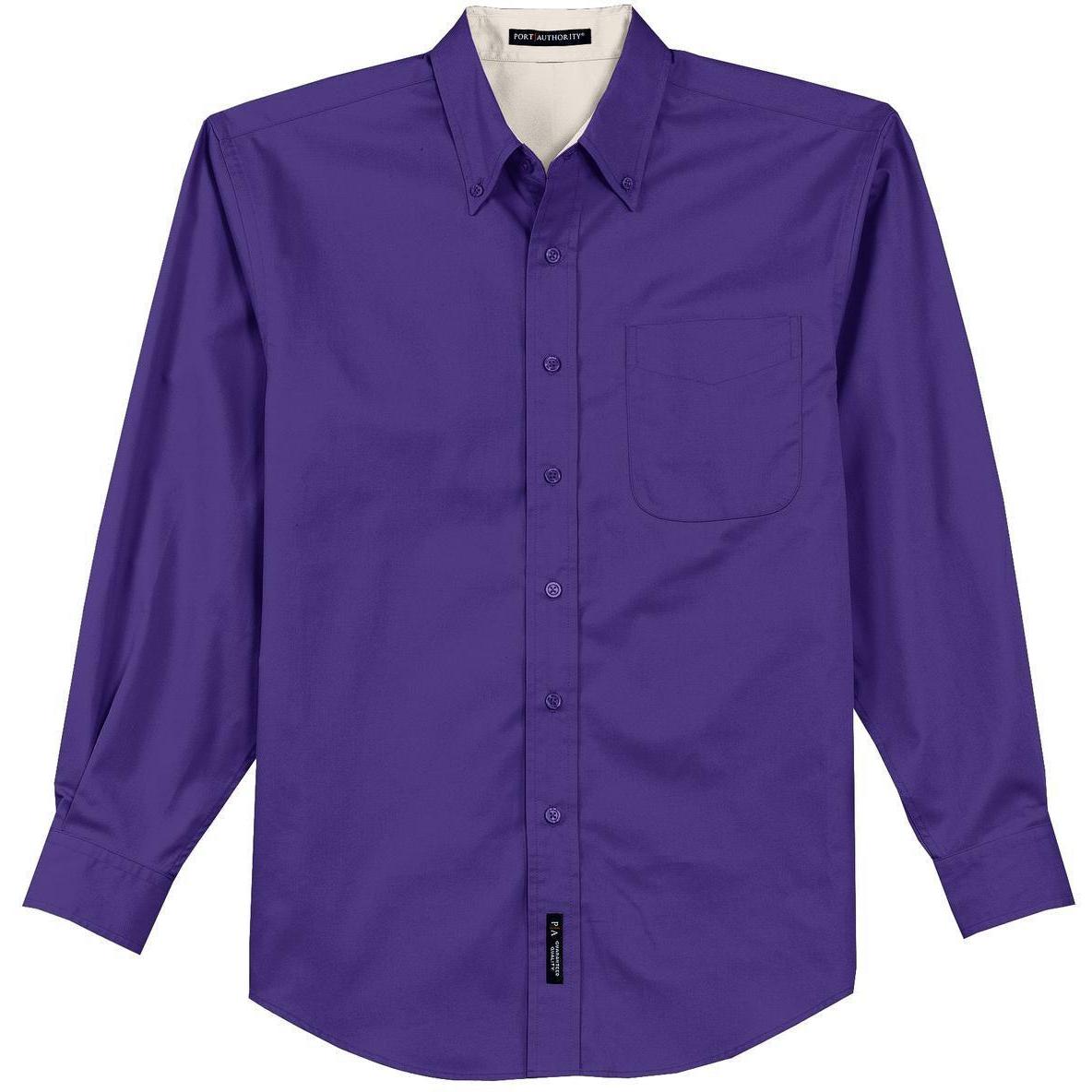 no-logo Port Authority Long Sleeve Easy Care Dress Shirt-Dress Shirts-Port Authority-Purple/Light Stone-S-Thread Logic