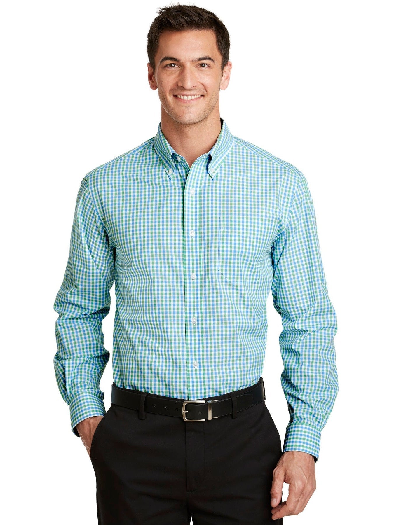 no-logo Port Authority Long Sleeve Gingham Easy Care Shirt-Regular-Port Authority-Thread Logic