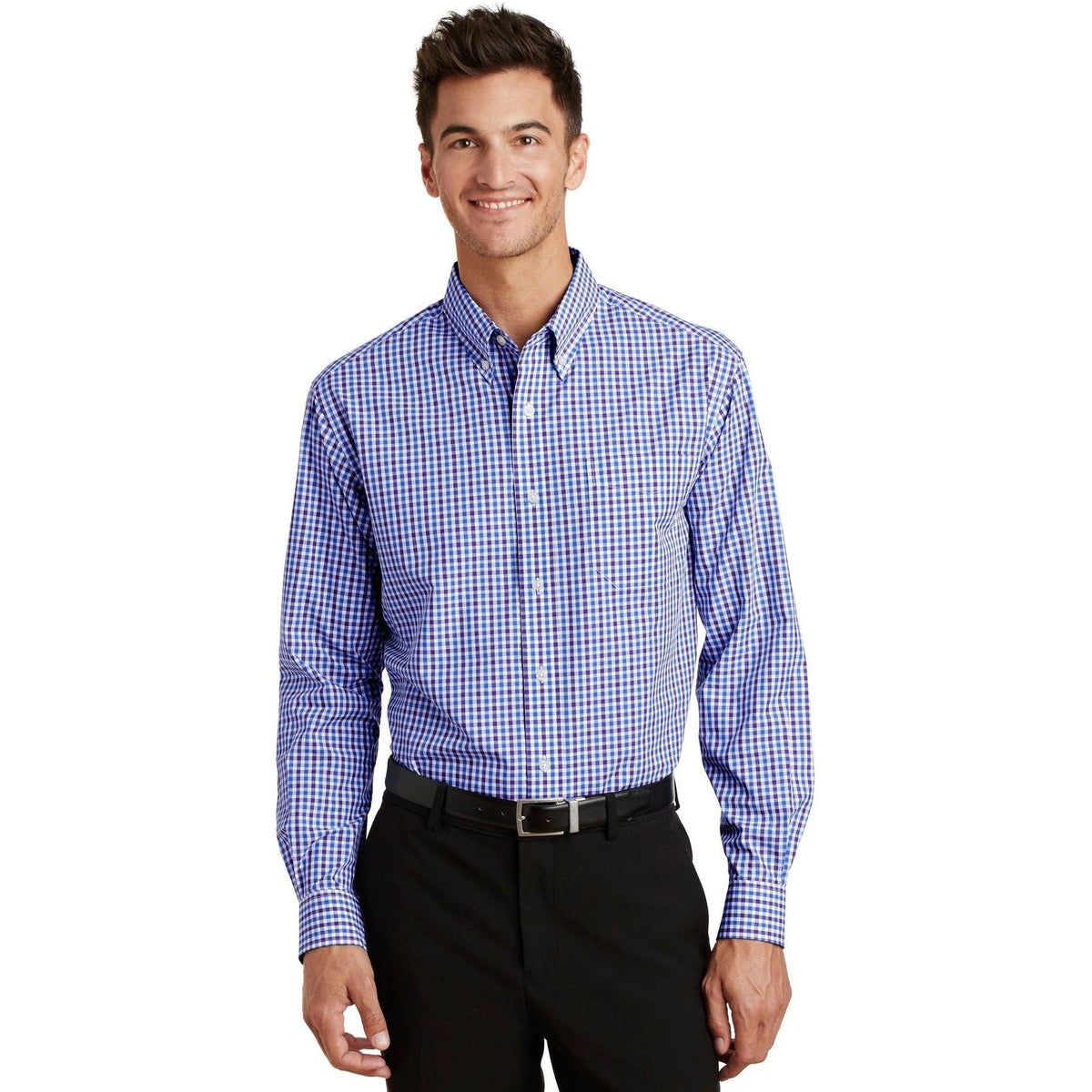 no-logo Port Authority Long Sleeve Gingham Easy Care Shirt-Regular-Port Authority-Thread Logic
