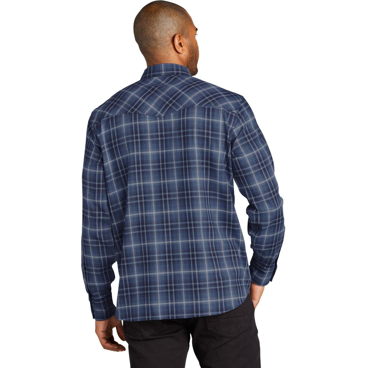 no-logo Port Authority Long Sleeve Ombre Plaid Shirt-Regular-Port Authority-Thread Logic