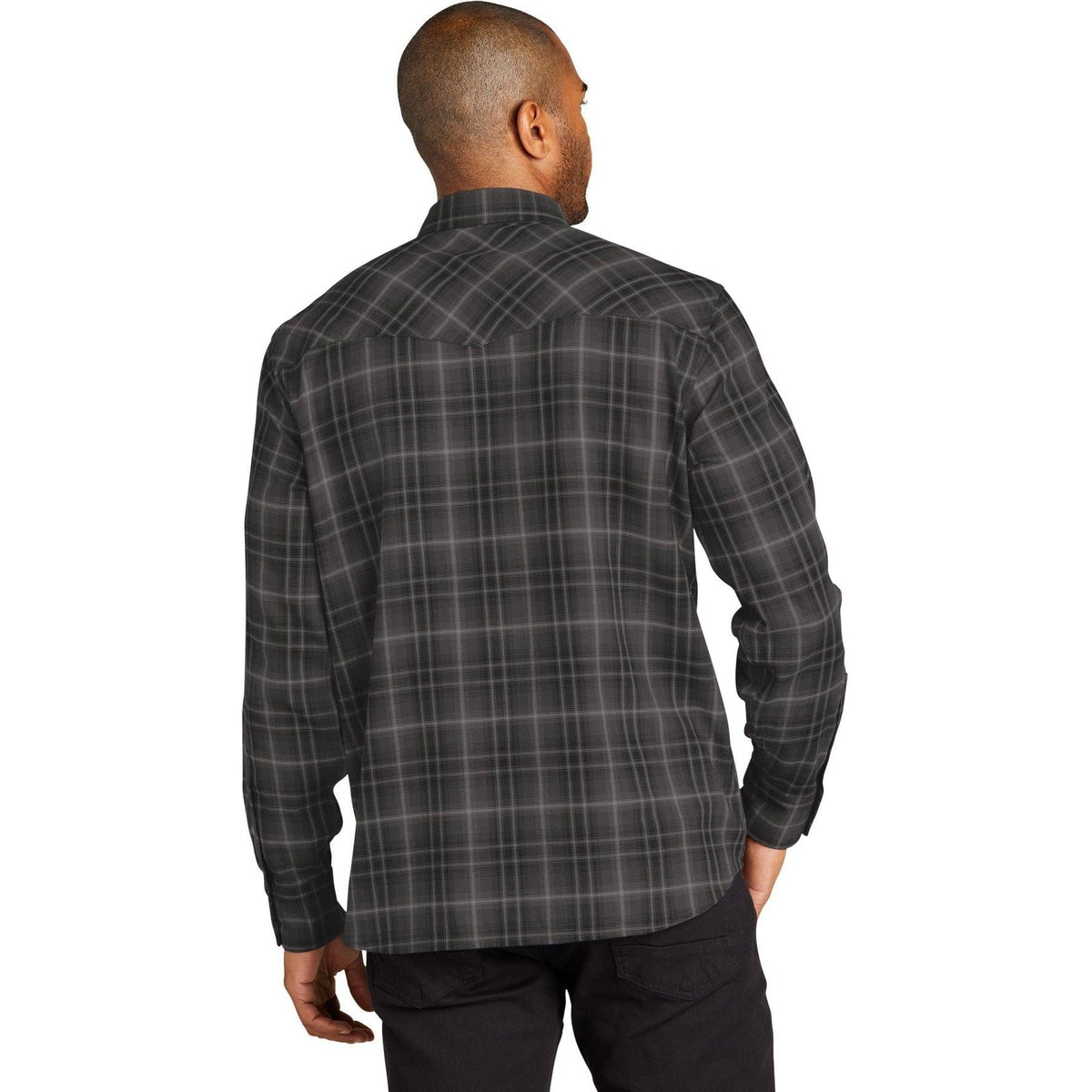 no-logo Port Authority Long Sleeve Ombre Plaid Shirt-Regular-Port Authority-Thread Logic
