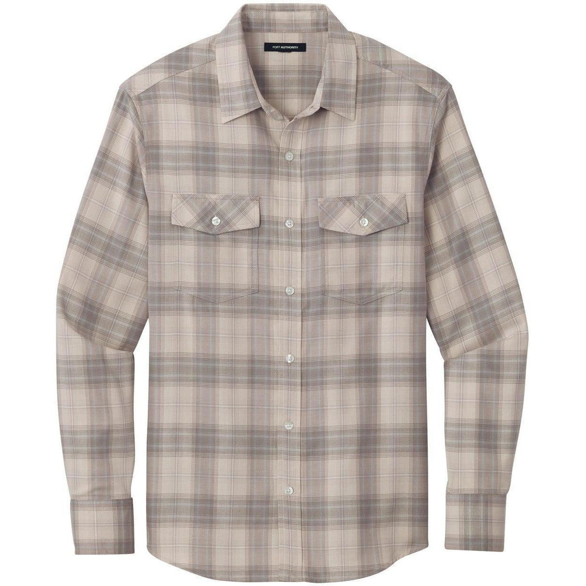 no-logo Port Authority Long Sleeve Ombre Plaid Shirt