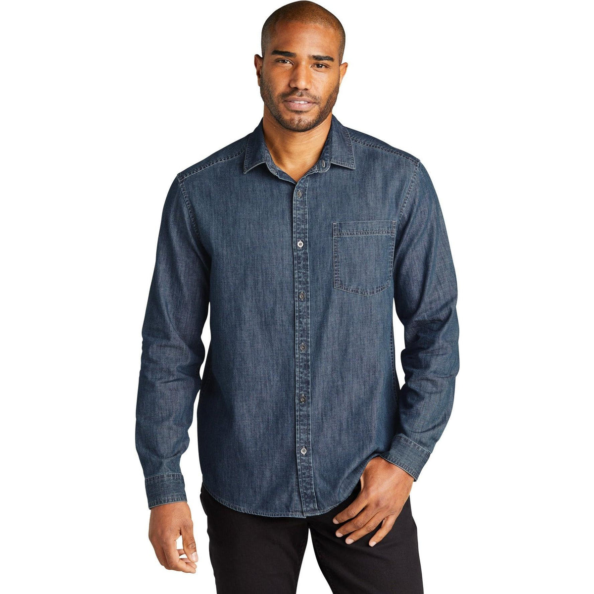 no-logo Port Authority Long Sleeve Perfect Denim Shirt-Regular-Port & Company-Thread Logic