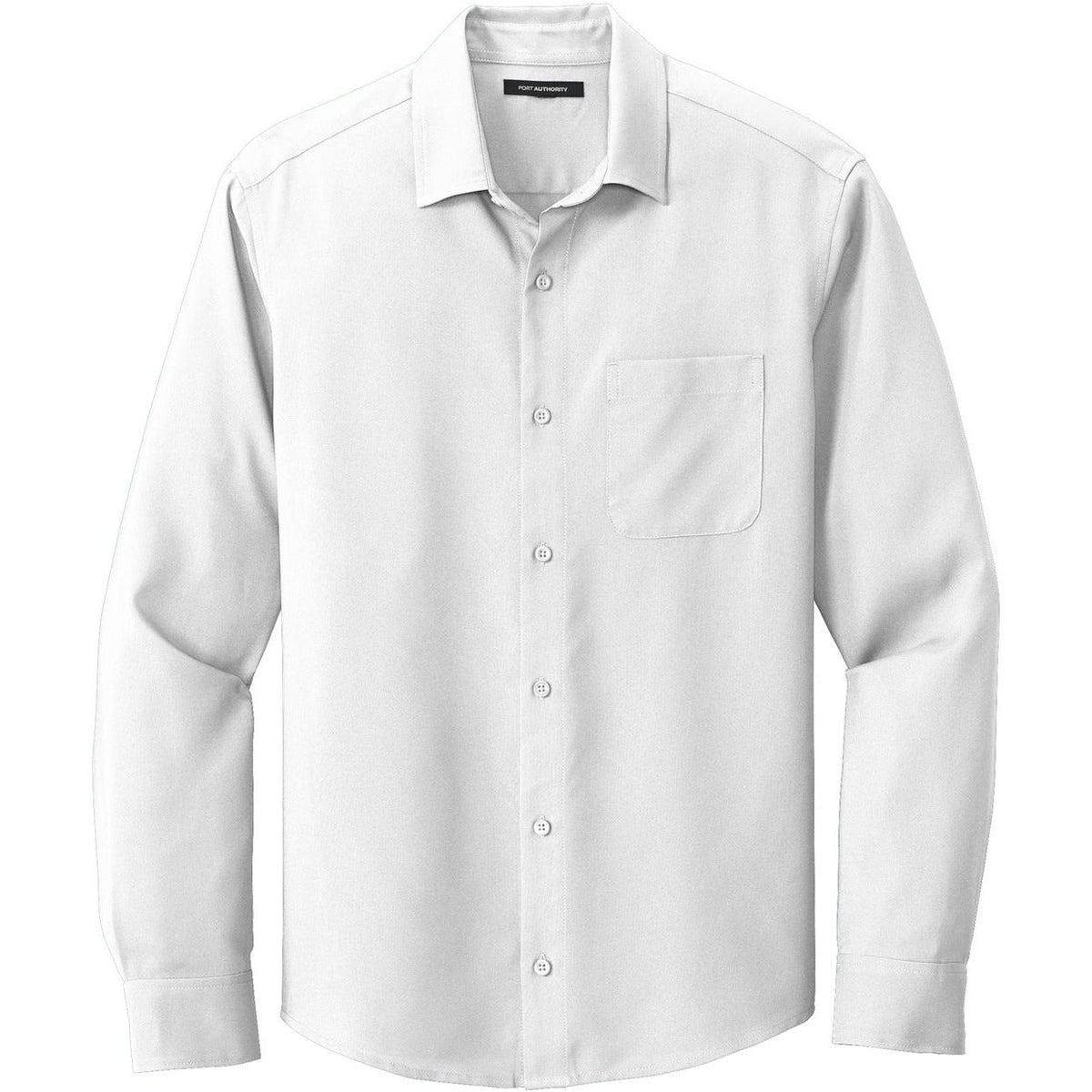 no-logo Port Authority Long Sleeve Performance Staff Shirt-Dress Shirts-Port Authority-White-S-Thread Logic