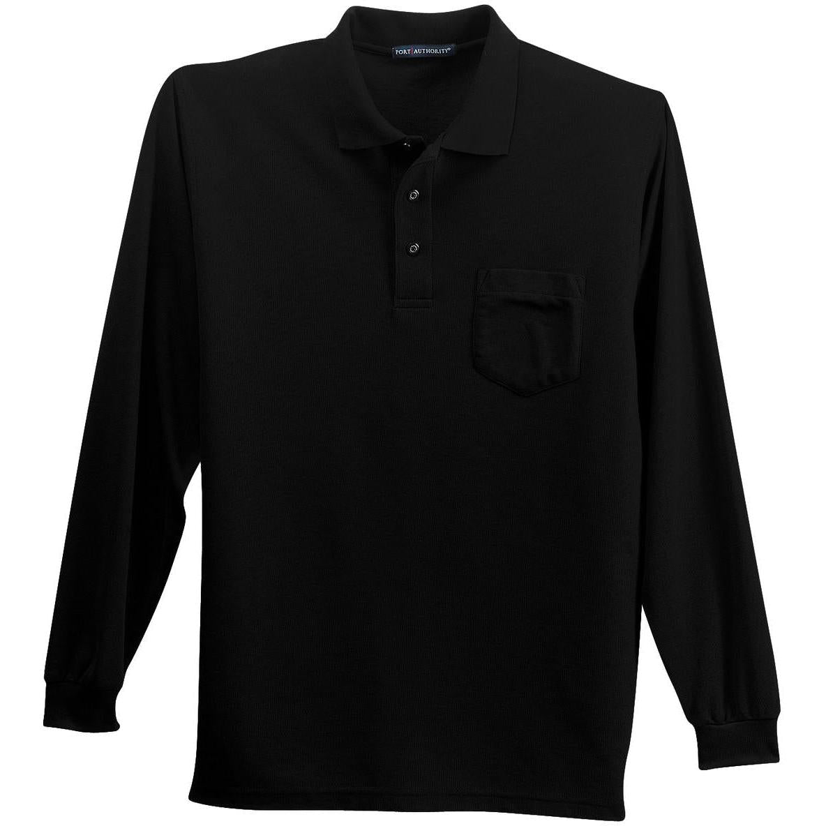 logo-left Port Authority Long Sleeve Silk Touch Polo with Pocket