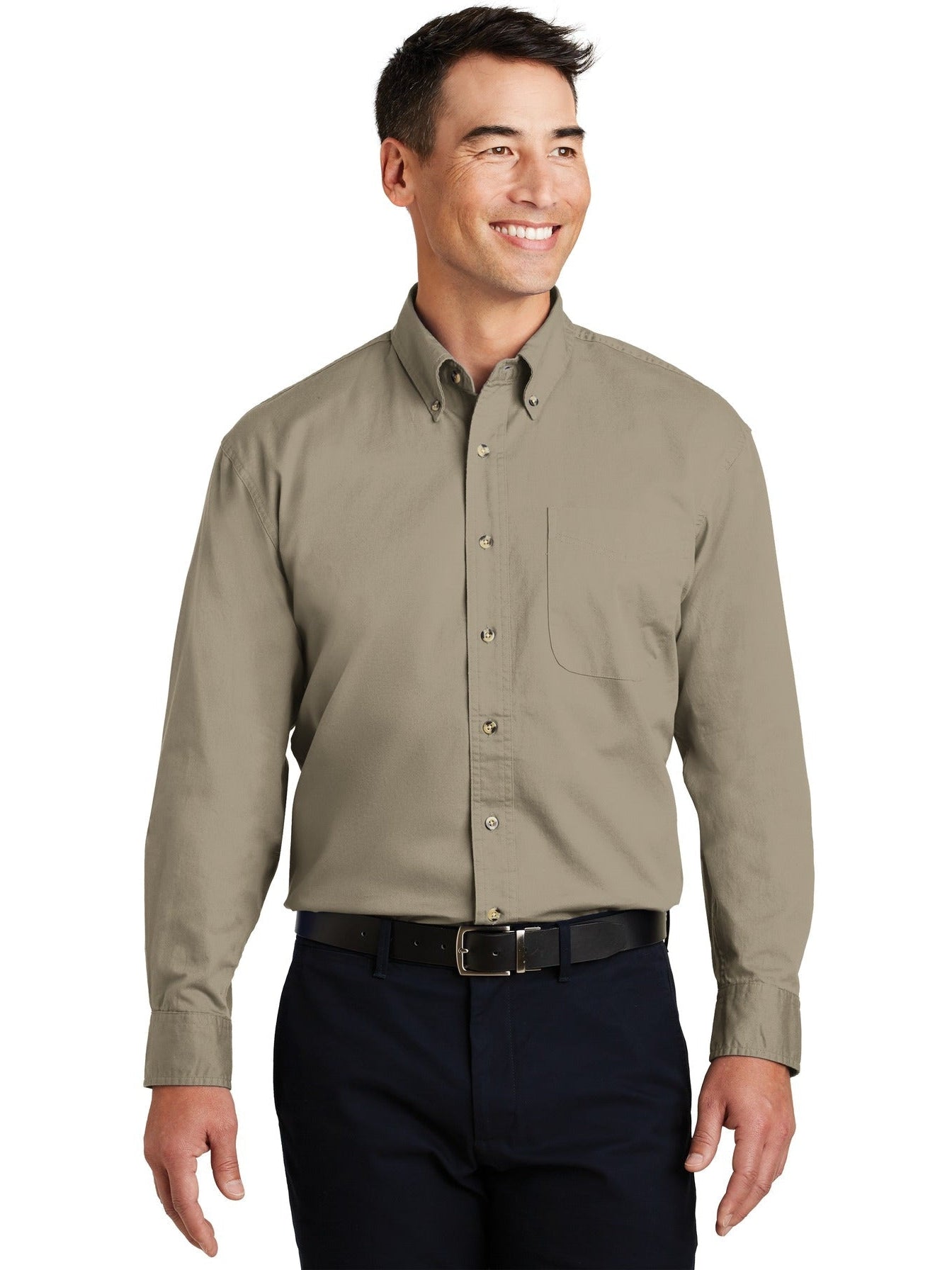 no-logo Port Authority Long Sleeve Twill Shirt-Regular-Port Authority-Thread Logic