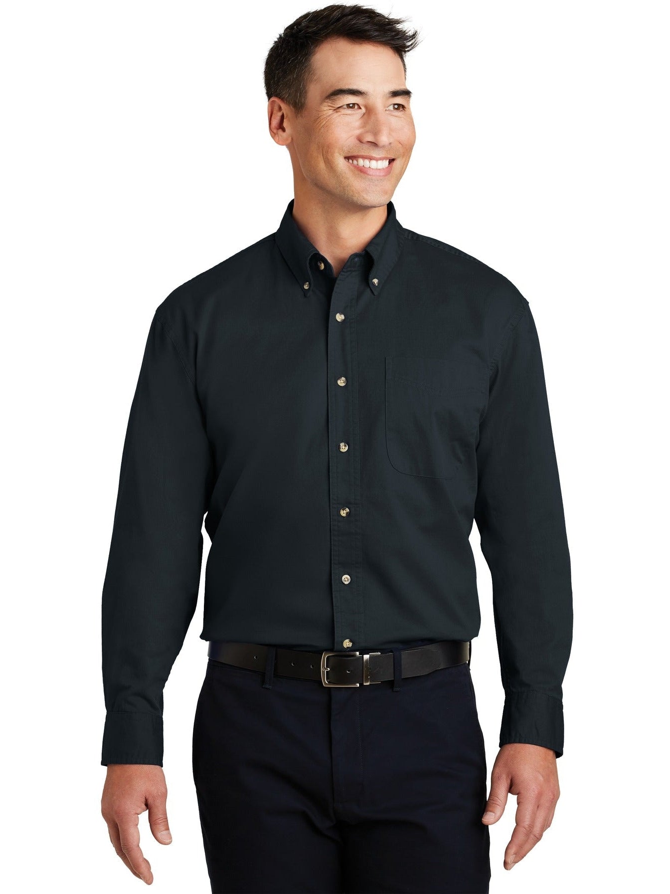 no-logo Port Authority Long Sleeve Twill Shirt-Regular-Port Authority-Thread Logic