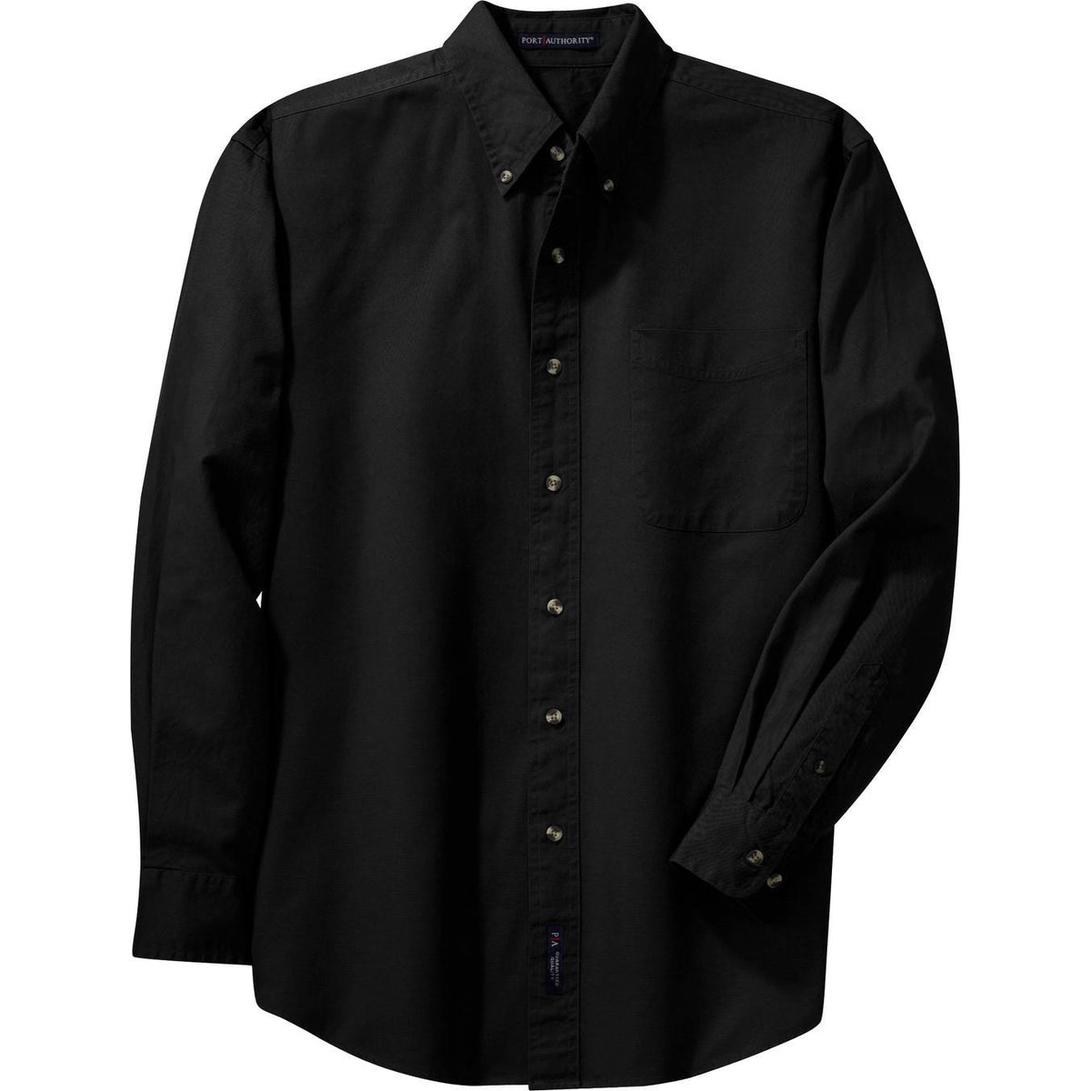 no-logo Port Authority Long Sleeve Twill Shirt-Regular-Port Authority-Black-S-Thread Logic