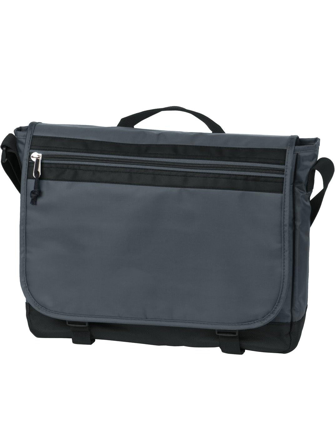 No-Logo CLOSEOUT - Port Authority Nailhead Messenger-Bags-Port Authority-Smoke Grey/Nearly Black-Thread Logic