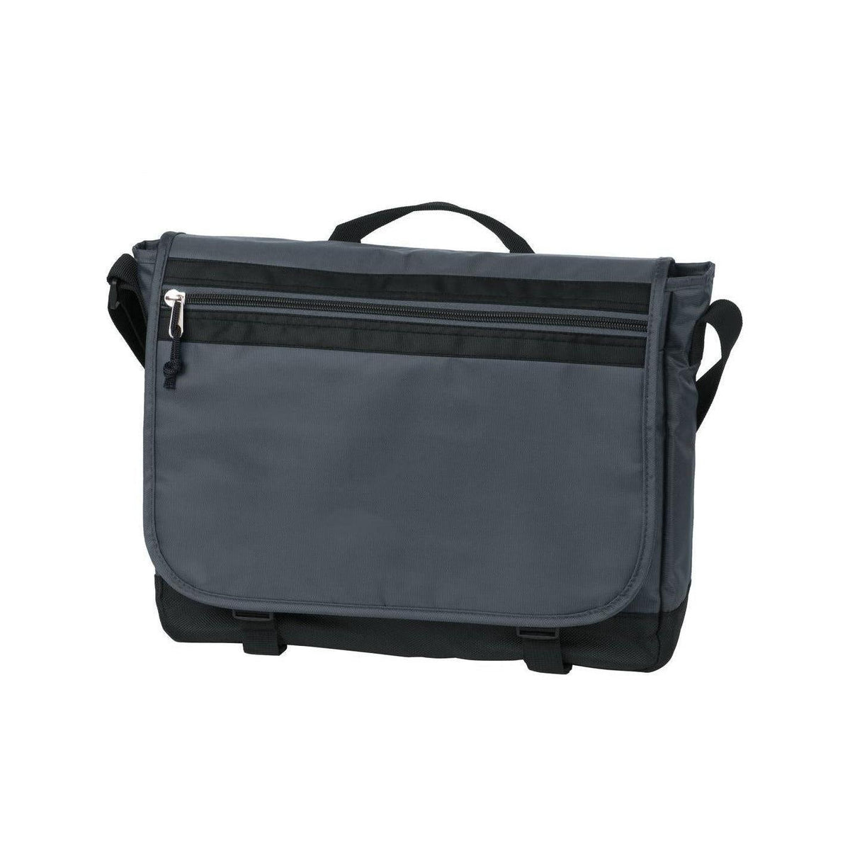 no-logo CLOSEOUT - Port Authority Nailhead Messenger-Bags-Port Authority-Smoke Grey/Nearly Black-Thread Logic