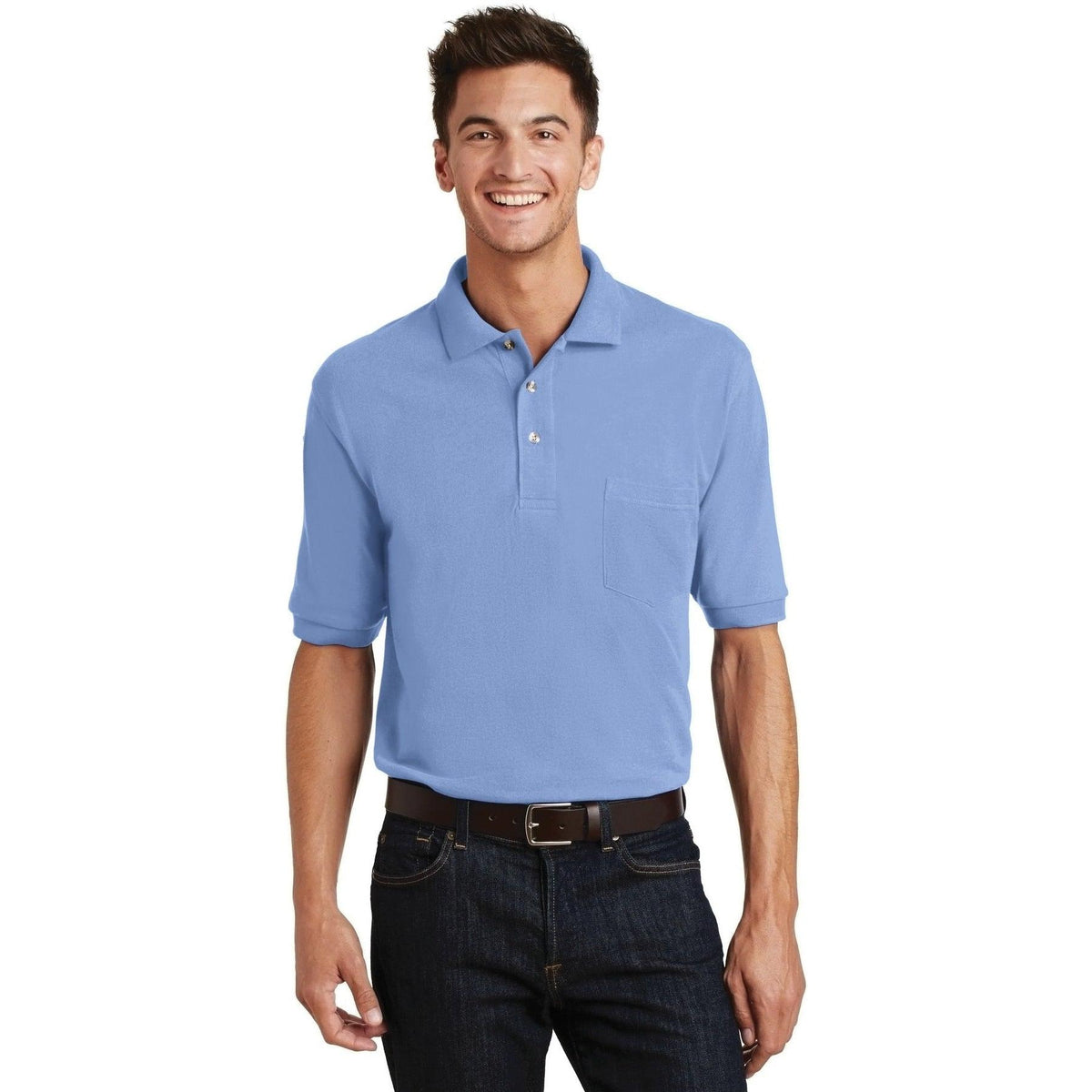 no-logo Port Authority Pique Knit Polo Shirt with Pocket-Regular-Port Authority-Thread Logic