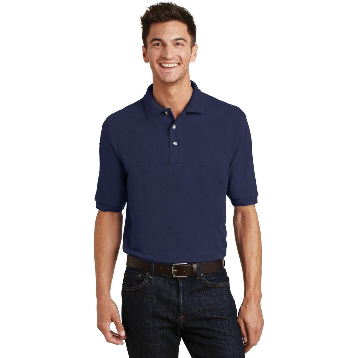 no-logo Port Authority Pique Knit Polo Shirt with Pocket-Regular-Port Authority-Thread Logic