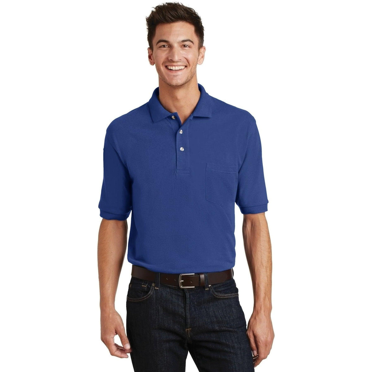 no-logo Port Authority Pique Knit Polo Shirt with Pocket-Regular-Port Authority-Thread Logic