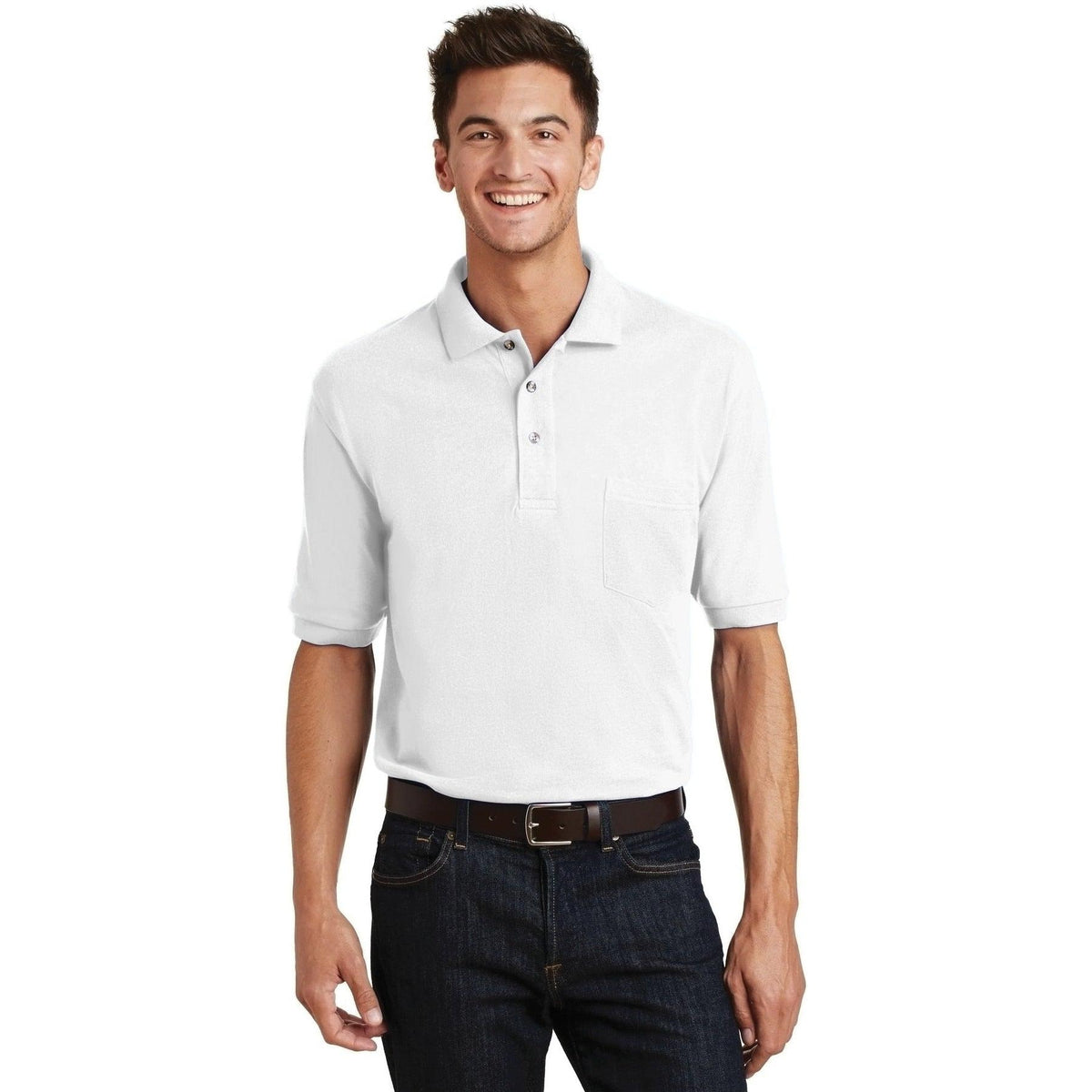 no-logo Port Authority Pique Knit Polo Shirt with Pocket-Regular-Port Authority-Thread Logic