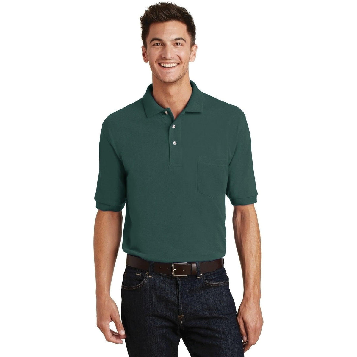 no-logo Port Authority Pique Knit Polo Shirt with Pocket-Regular-Port Authority-Thread Logic