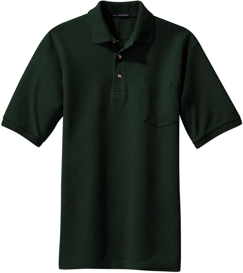 Port Authority Pique Knit Polo Shirt with Pocket-Regular-Port Authority-Dark Green-S-Thread Logic