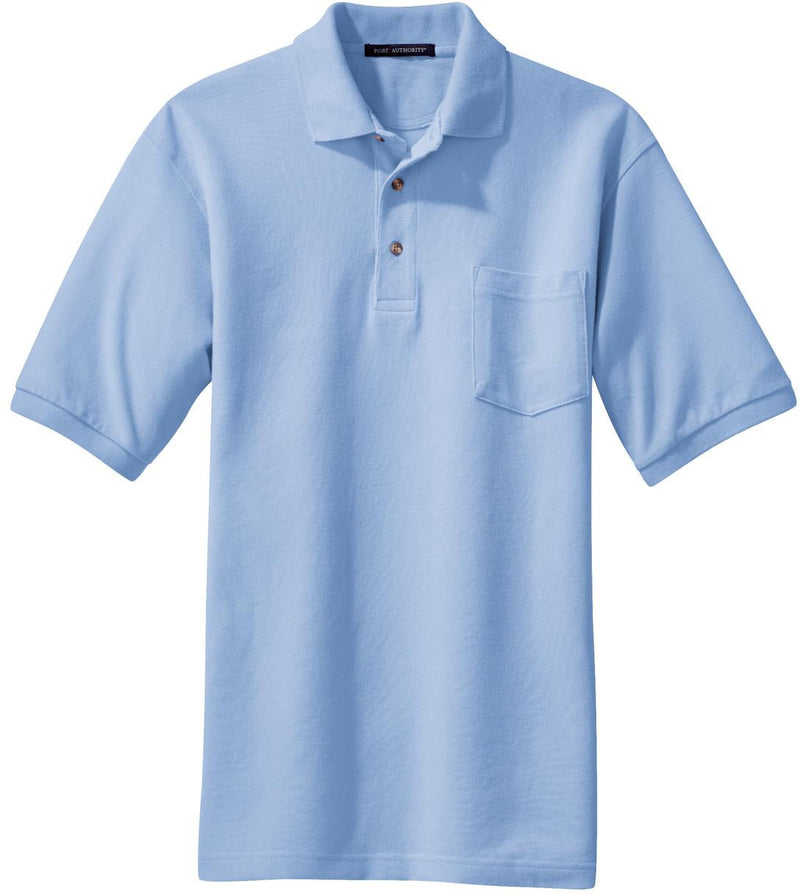 Port Authority Pique Knit Polo Shirt with Pocket-Regular-Port Authority-Light Blue-S-Thread Logic