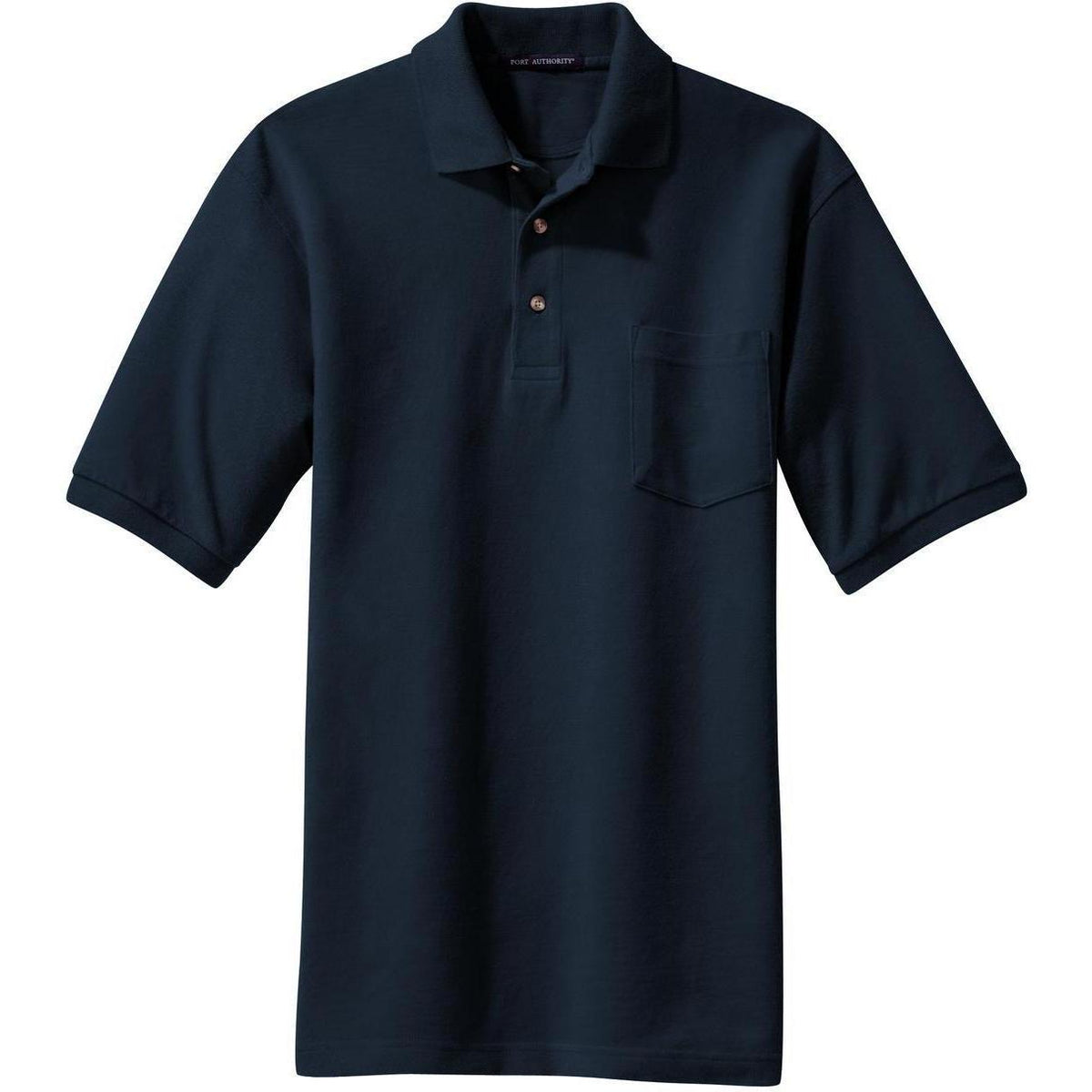 no-logo Port Authority Pique Knit Polo Shirt with Pocket-Regular-Port Authority-Navy-S-Thread Logic